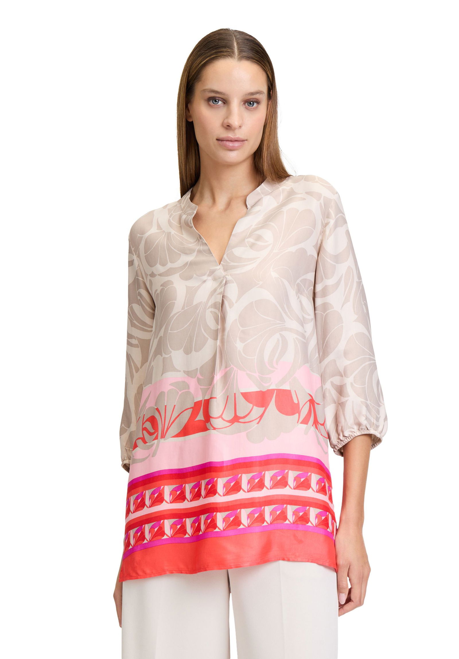 Betty Barclay |  Betty Barclay Druckbluse  | 48 | taupe/rot