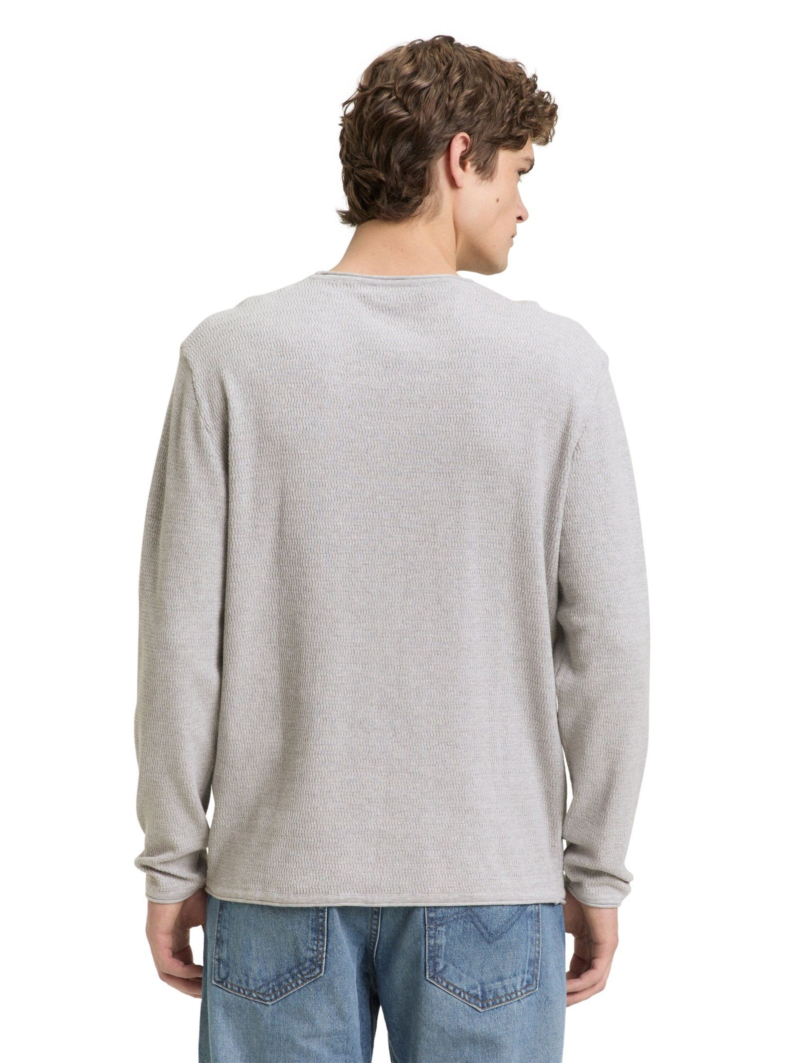 structured roll edge knit, Light Stone Grey Melange #4