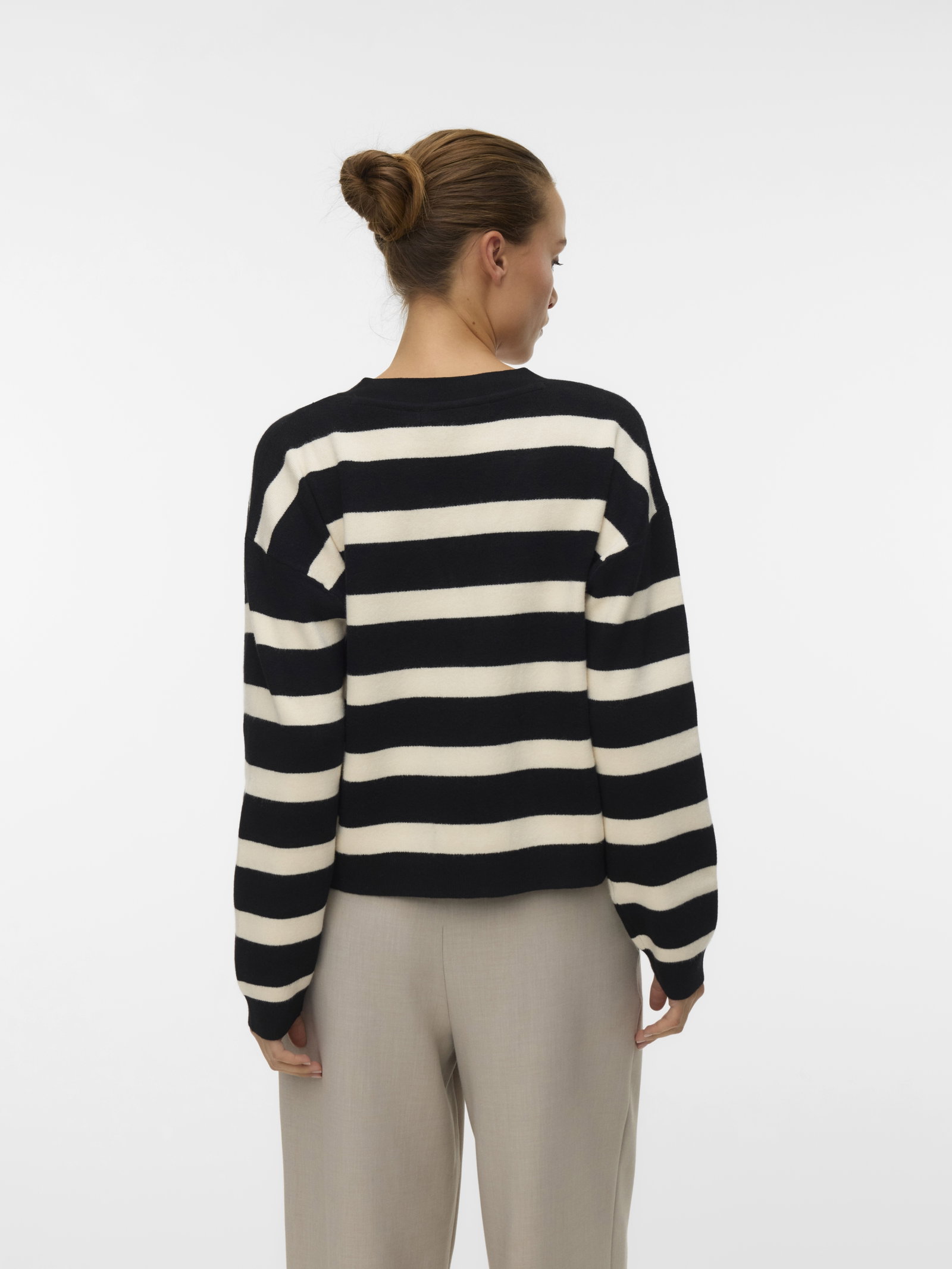 VMSABA FULL NEEDLE LS V-NECK CARDI, Black/BIRCH #3