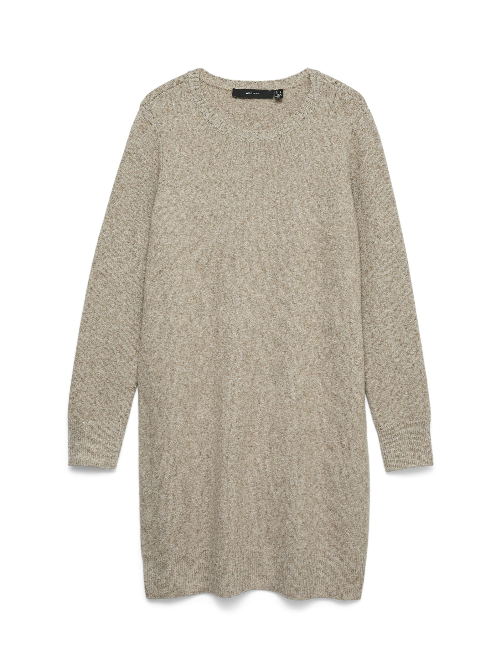 VMDOFFY LS O-NECK DRESS GA NOOS, Sepia Tint/MELANGE #1