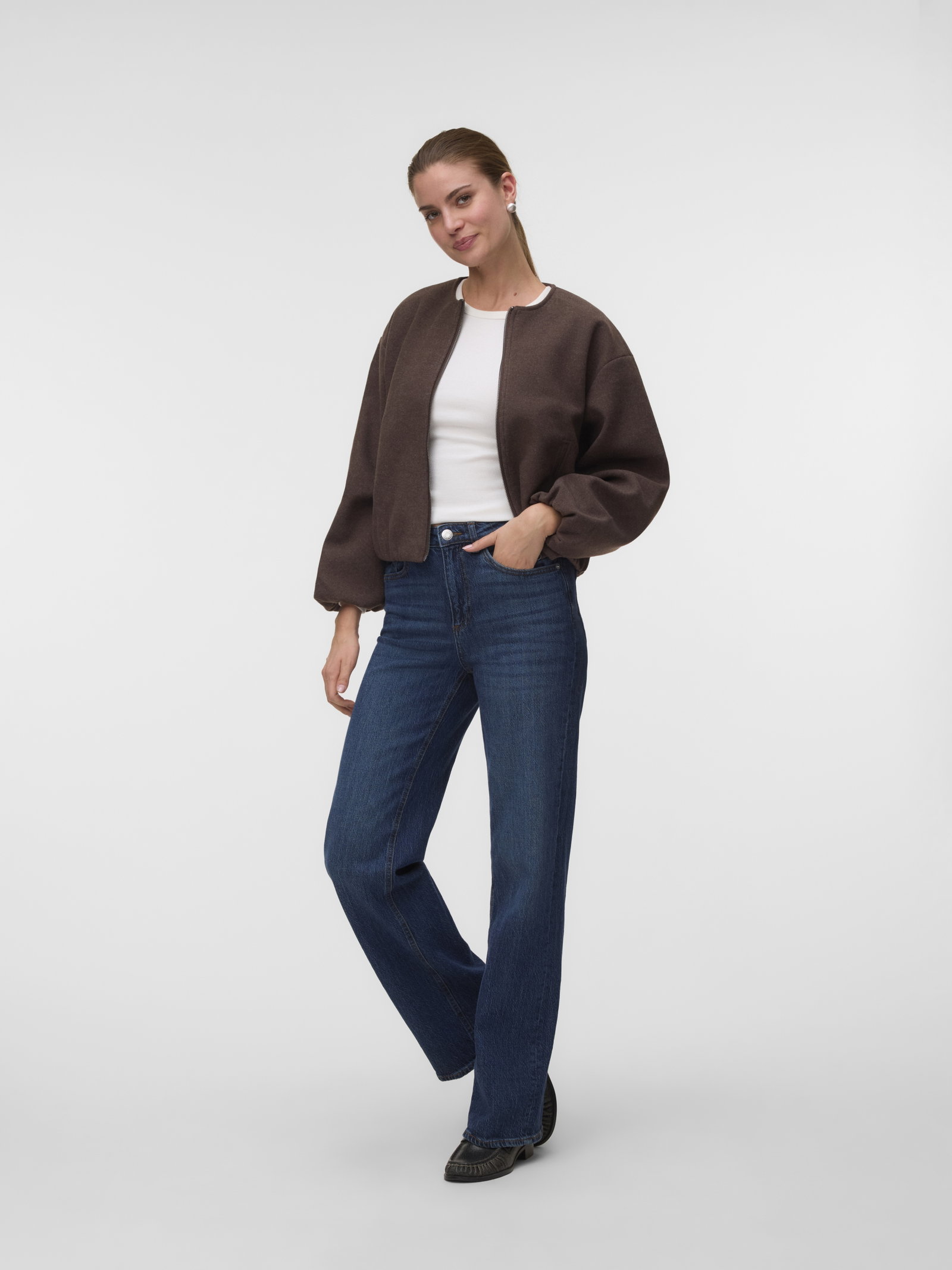VMCHLOE LS BOMBER JACKET NOOS, Chocolate Torte/MELANGE #2