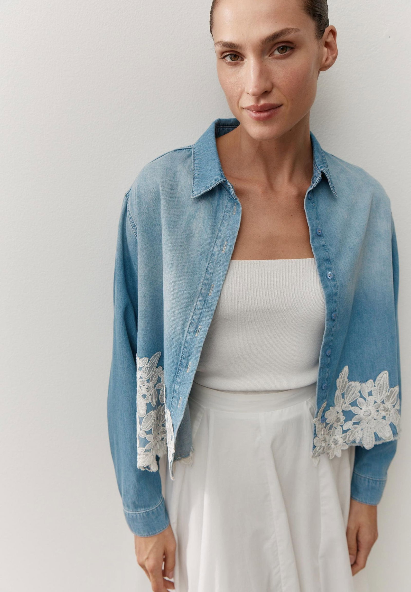 More & More |  Jeanshemd mit Spitzenbesatz | 34 | 1500_0961