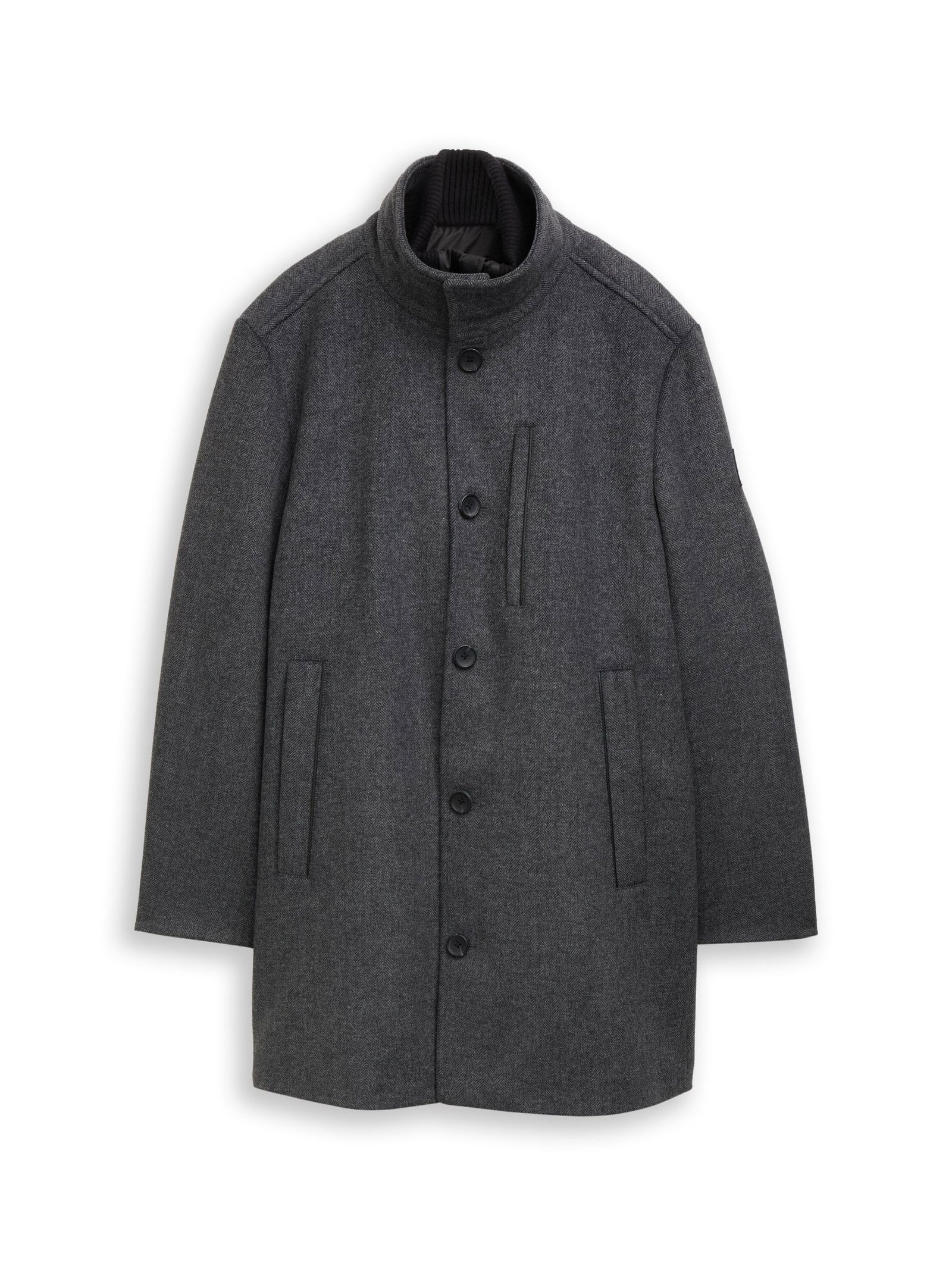 Tom Tailor | Tom Tailor Wollmantel | XXL | dark grey black herringbone