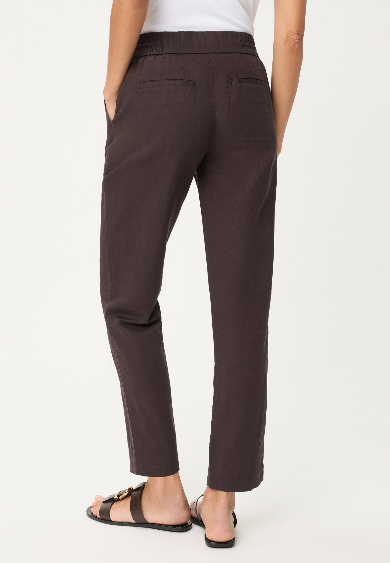 Trousers Casual Cropped, Dark Brown #2