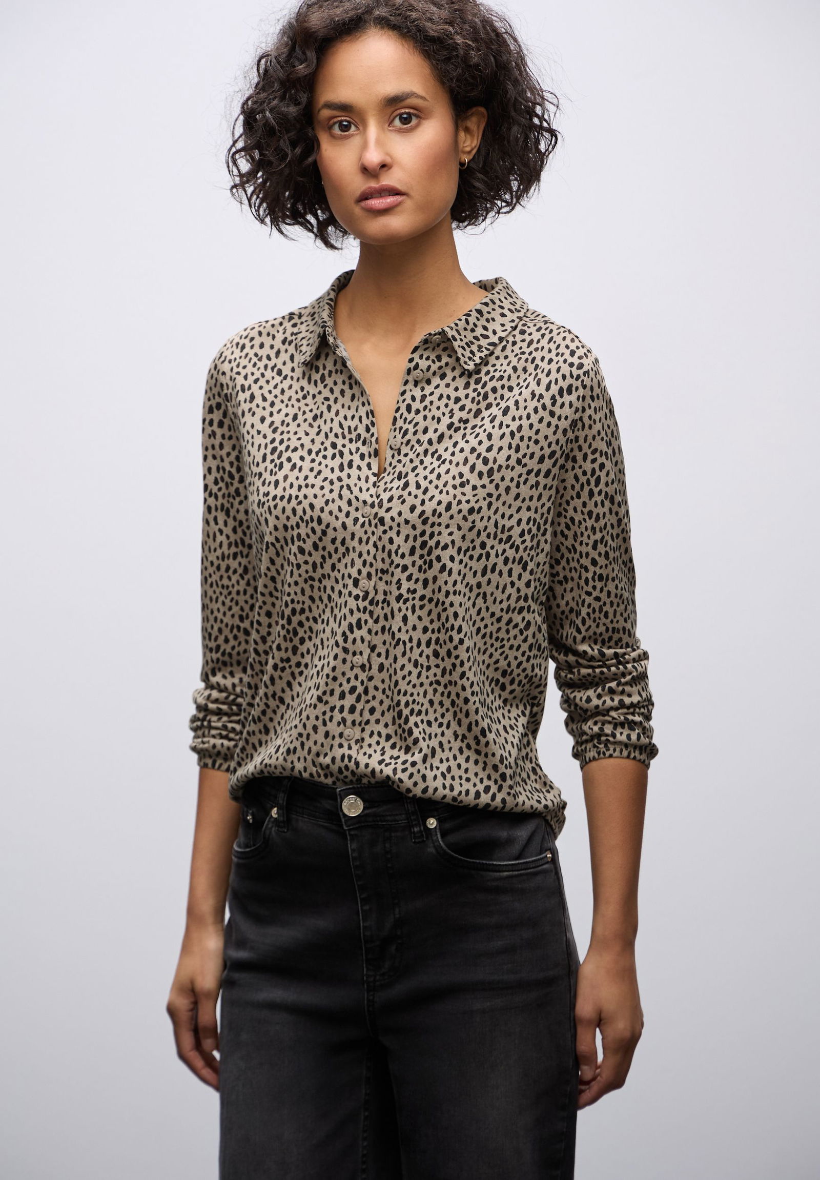  | LTD QR printed jersey blouse w, sanded beige | 42 | 4565_36871