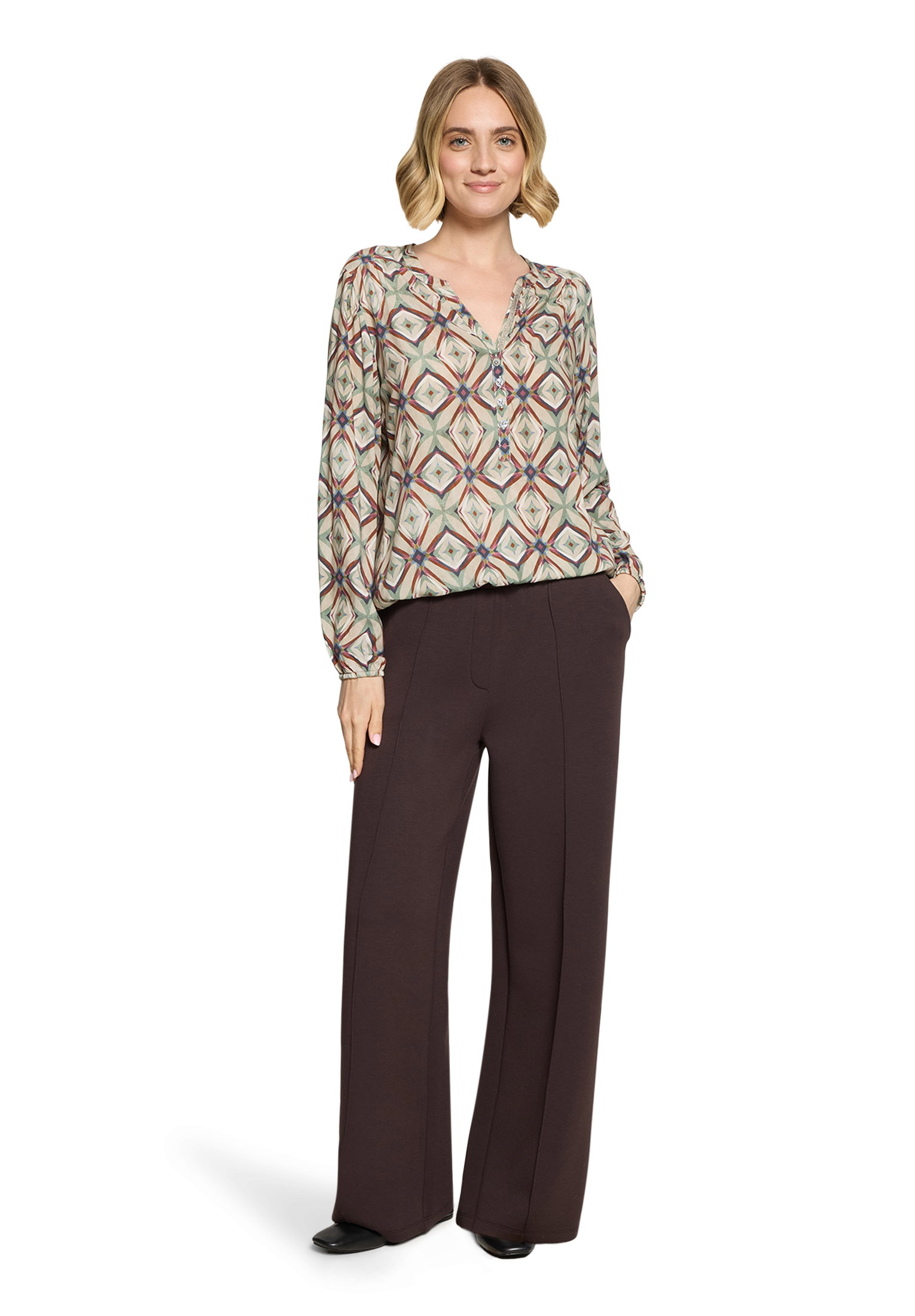 Bluse Kurz 1/1 Arm, Nature/Brown #5