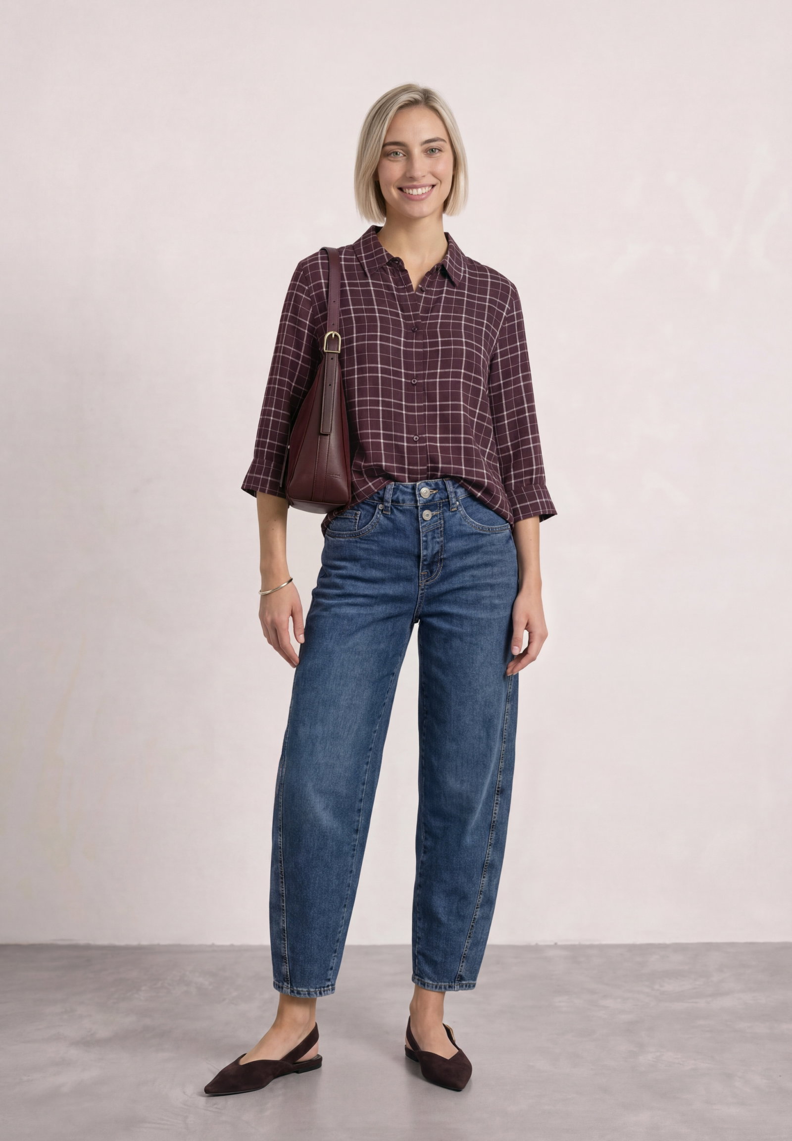 Check shirtcollar blouse, rustic rouge #5