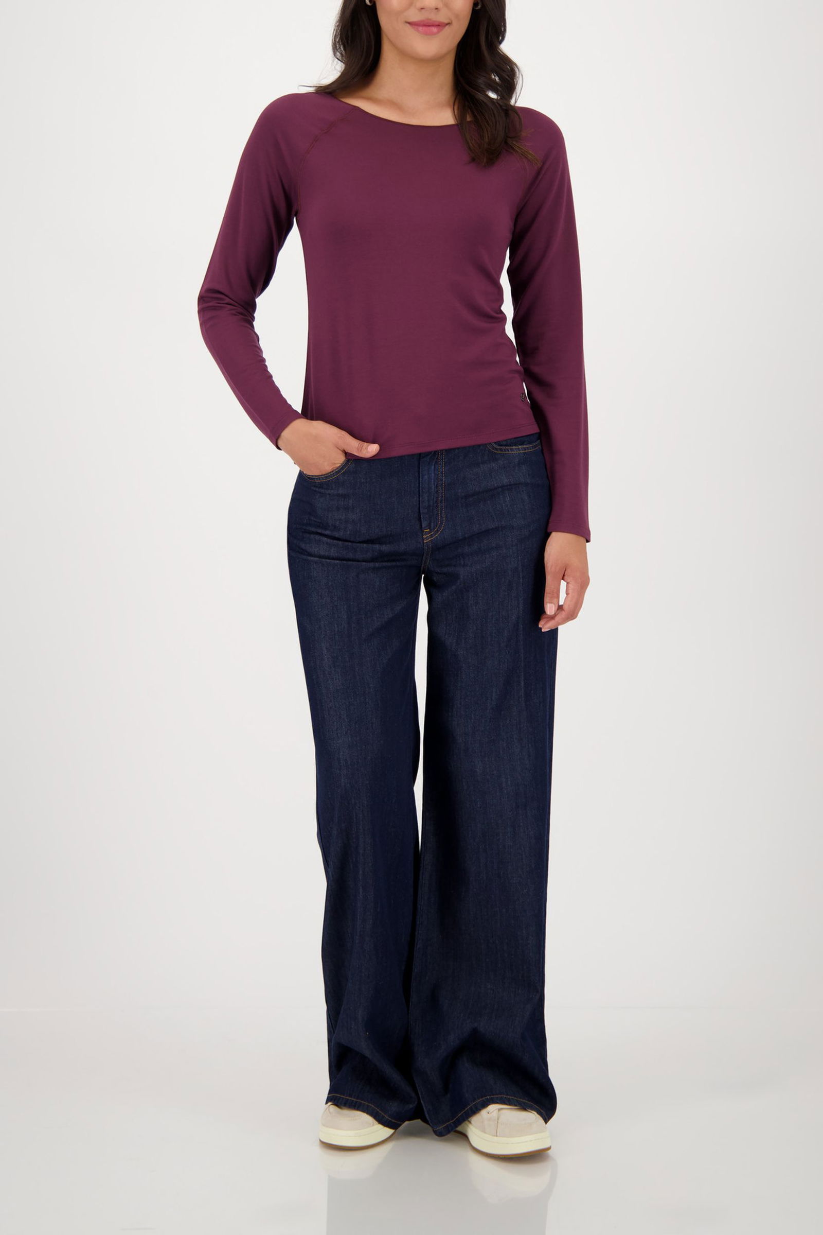 Monari | Monari Basic-Langarmshirt | 36 | bordeaux