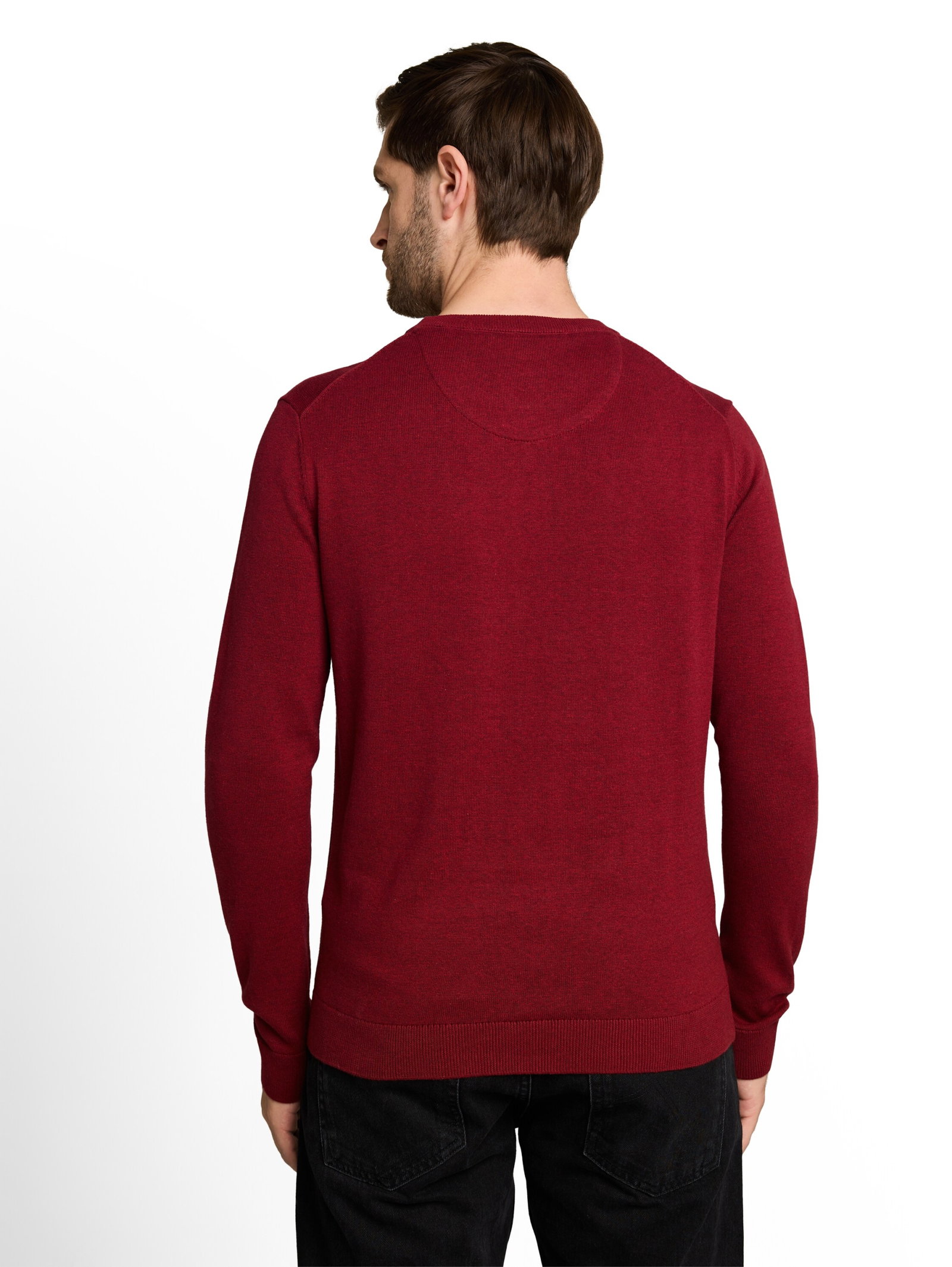 basic crewneck knit, carlet red melange #4