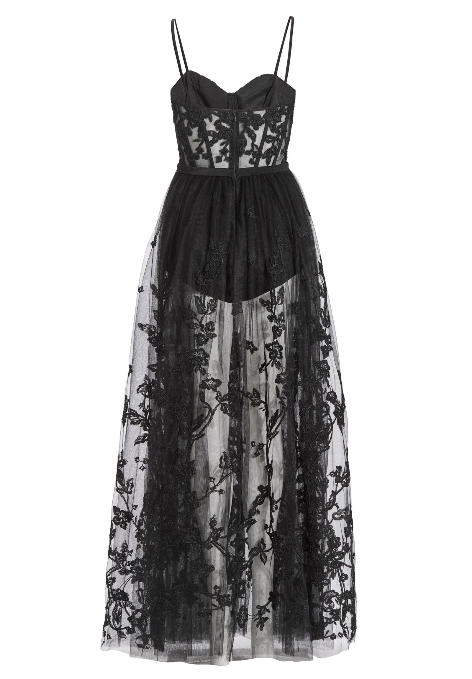 |  Tüllkleid mit semitransparentem Roc, black | 34 | black