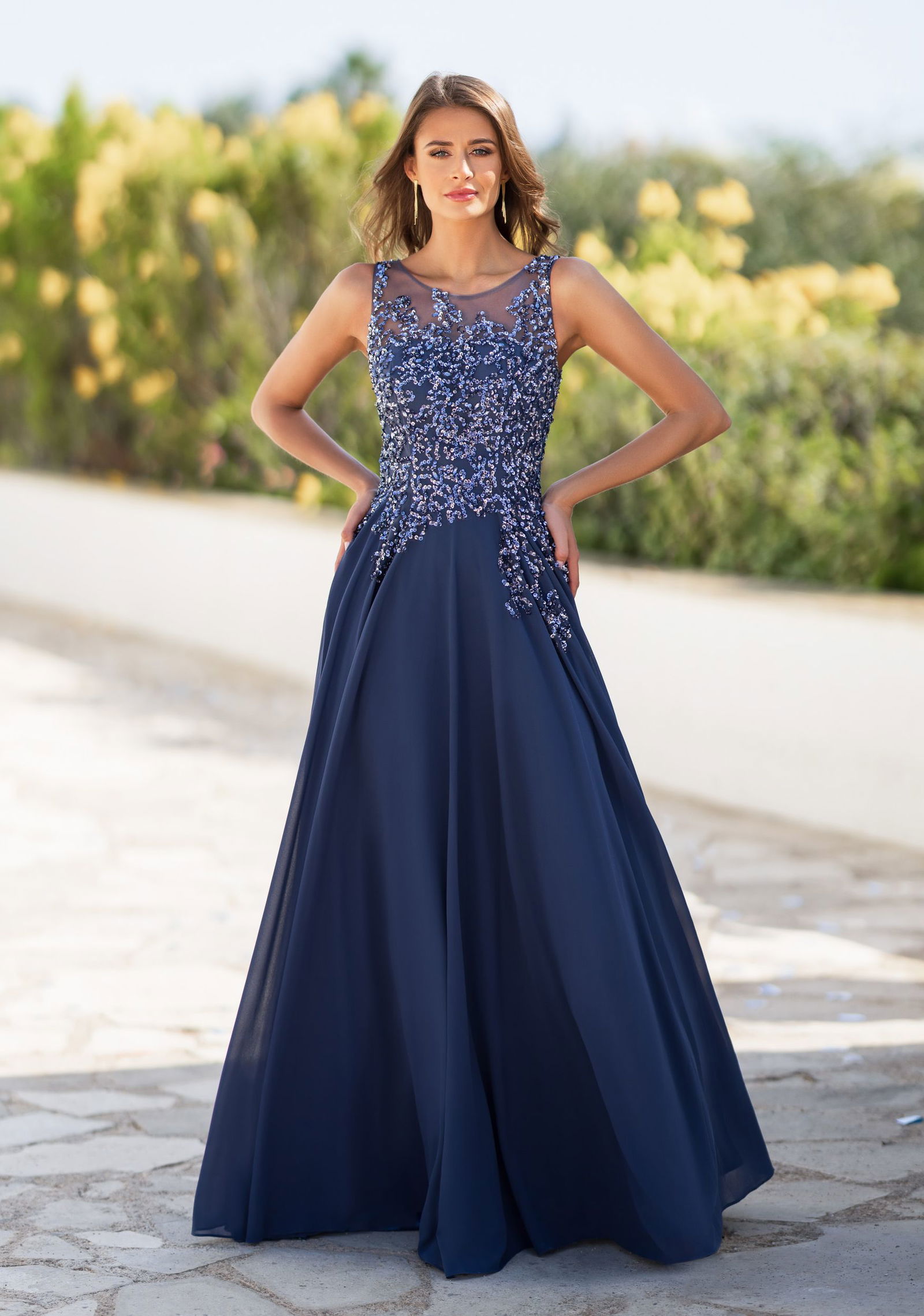 5296c0bd6e2d8cb6067c35cffcda4559 Christian Koehlert | Christian Koehlert Langes Kleid | 46 | Vintage Indigo