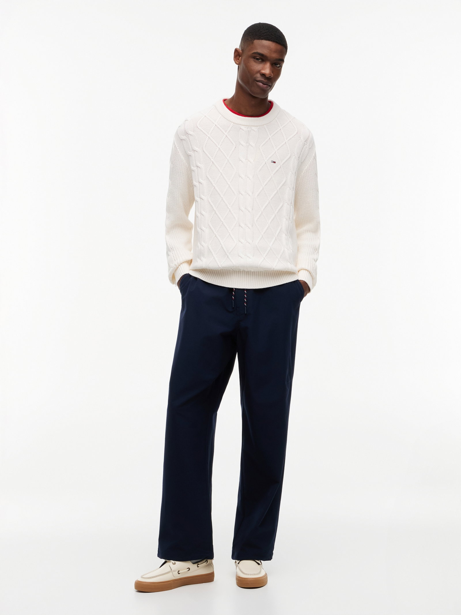 TJM REG CABLE KNIT SWEATER, WHITE #9