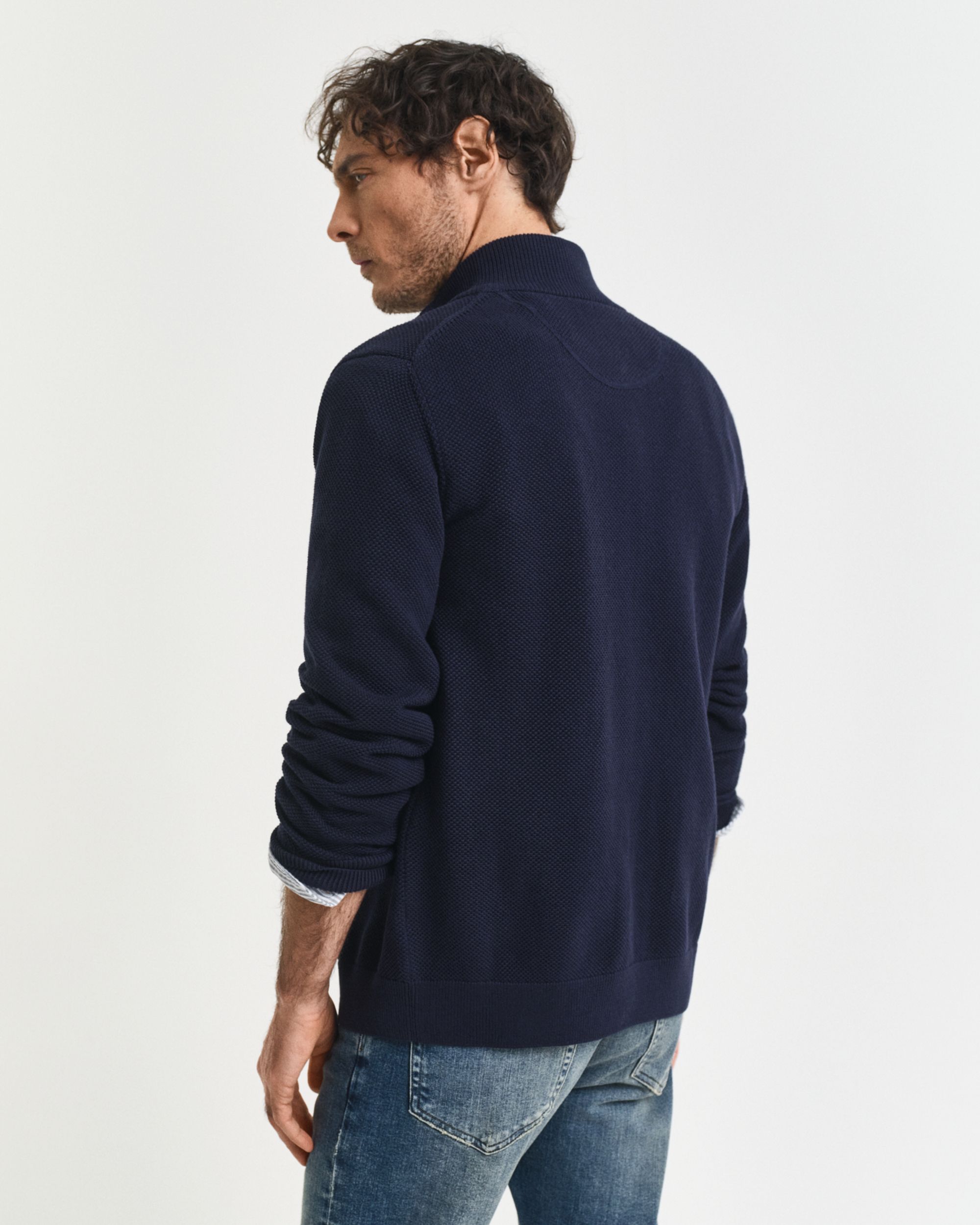 Gant |  Gant Strickjacke aus Baumwoll-Piqué | L | evening blue
