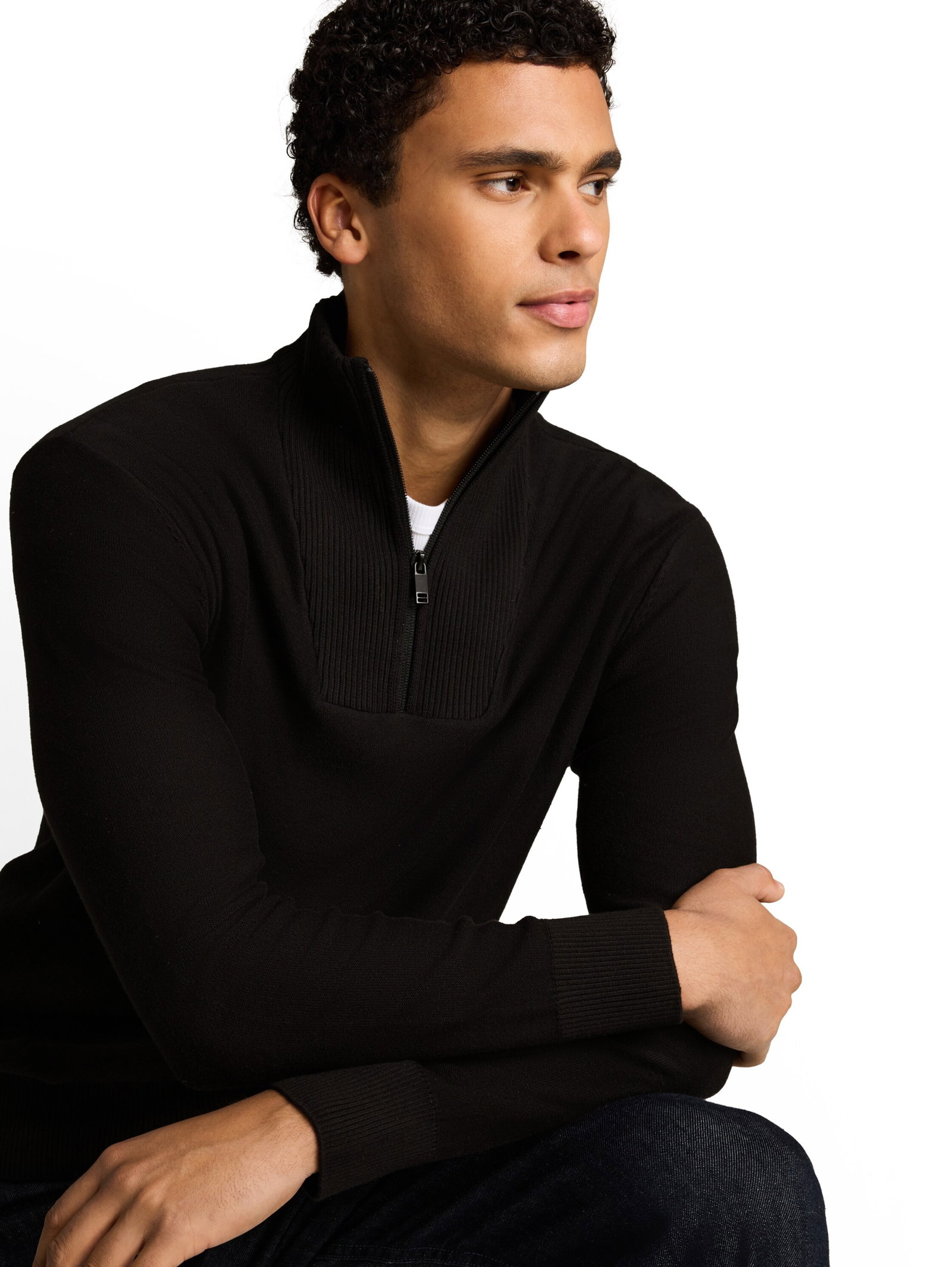 basic knit troyer, Black #11
