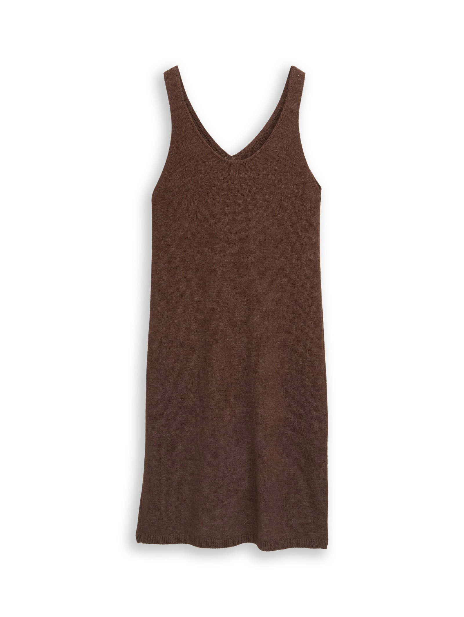 knitted dress with v-neck, cool dark brown #1
