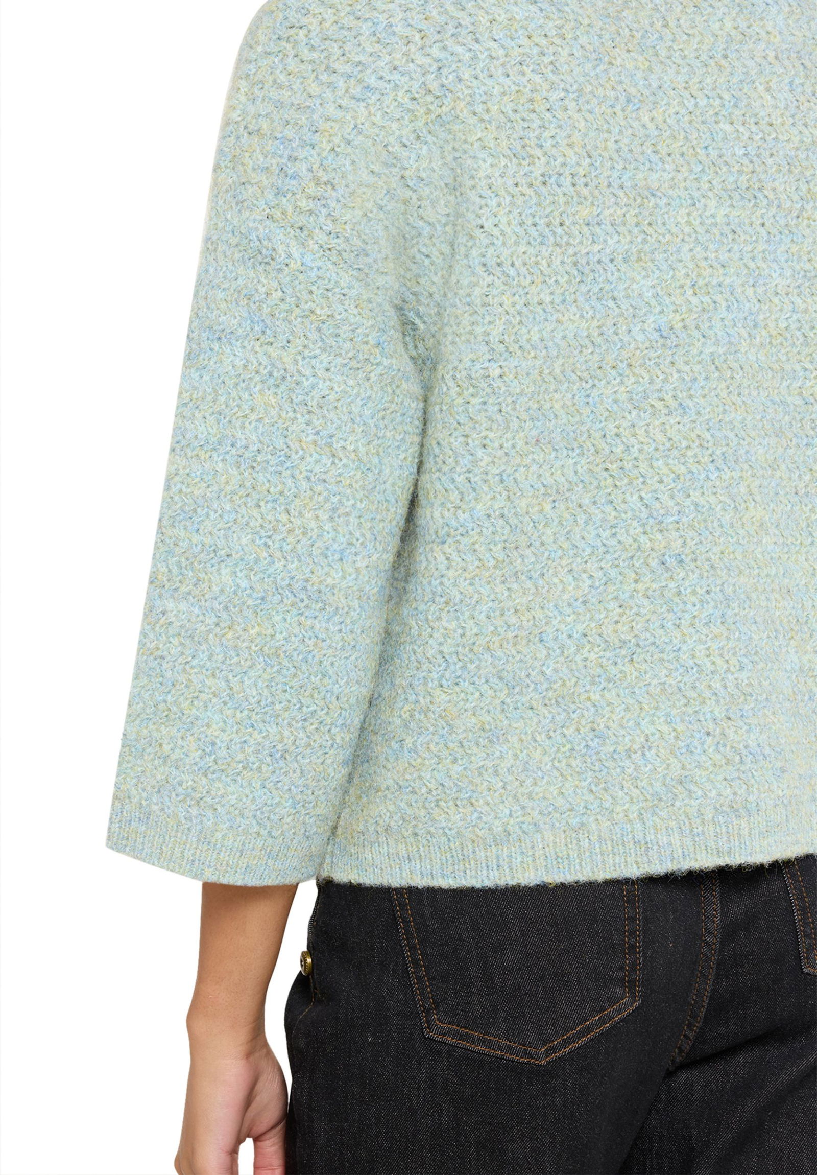 |  Strickpullover Lang 3/4 Arm, Light Blue/Cream | 44