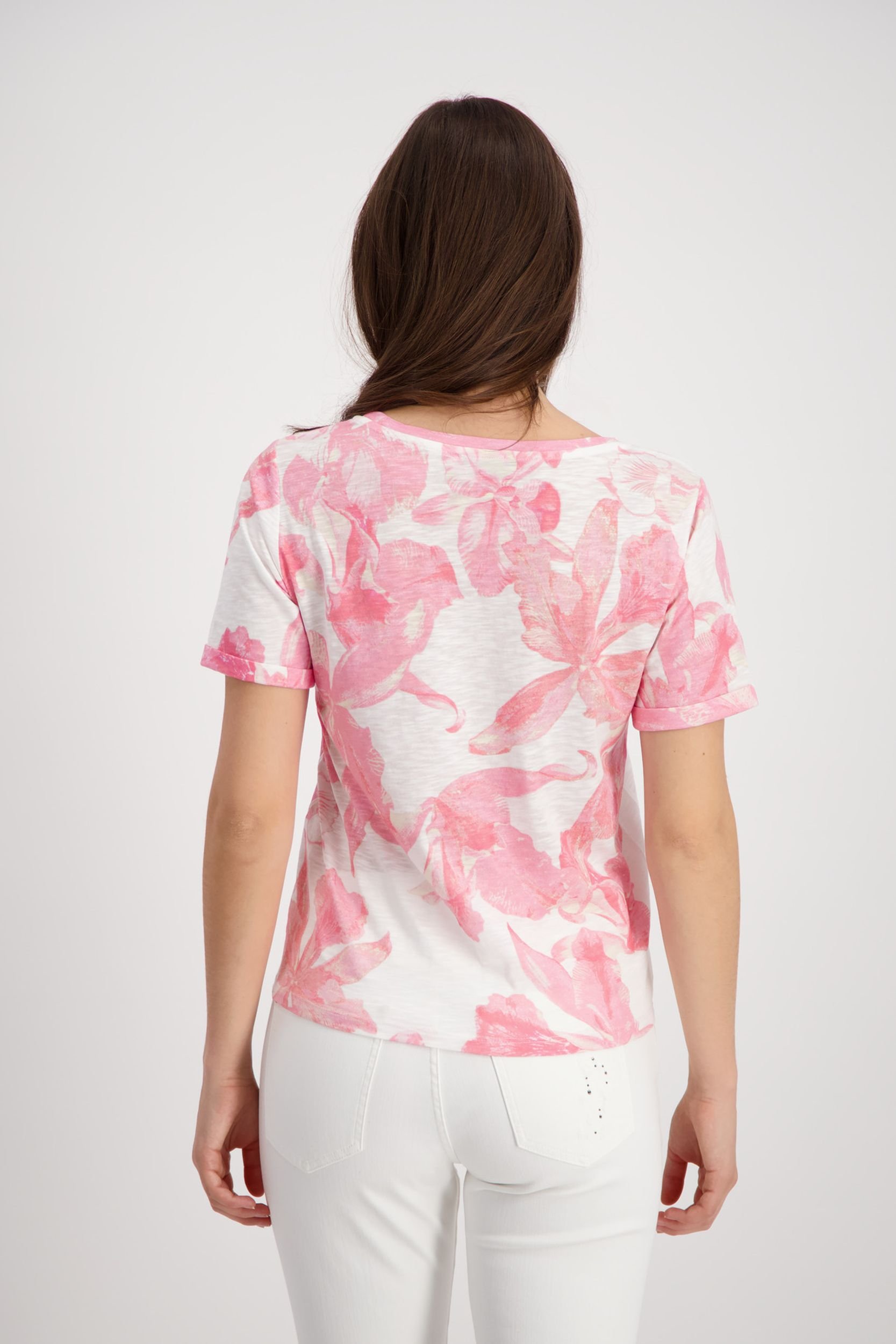 T-Shirt, pink smoothie gemustert
