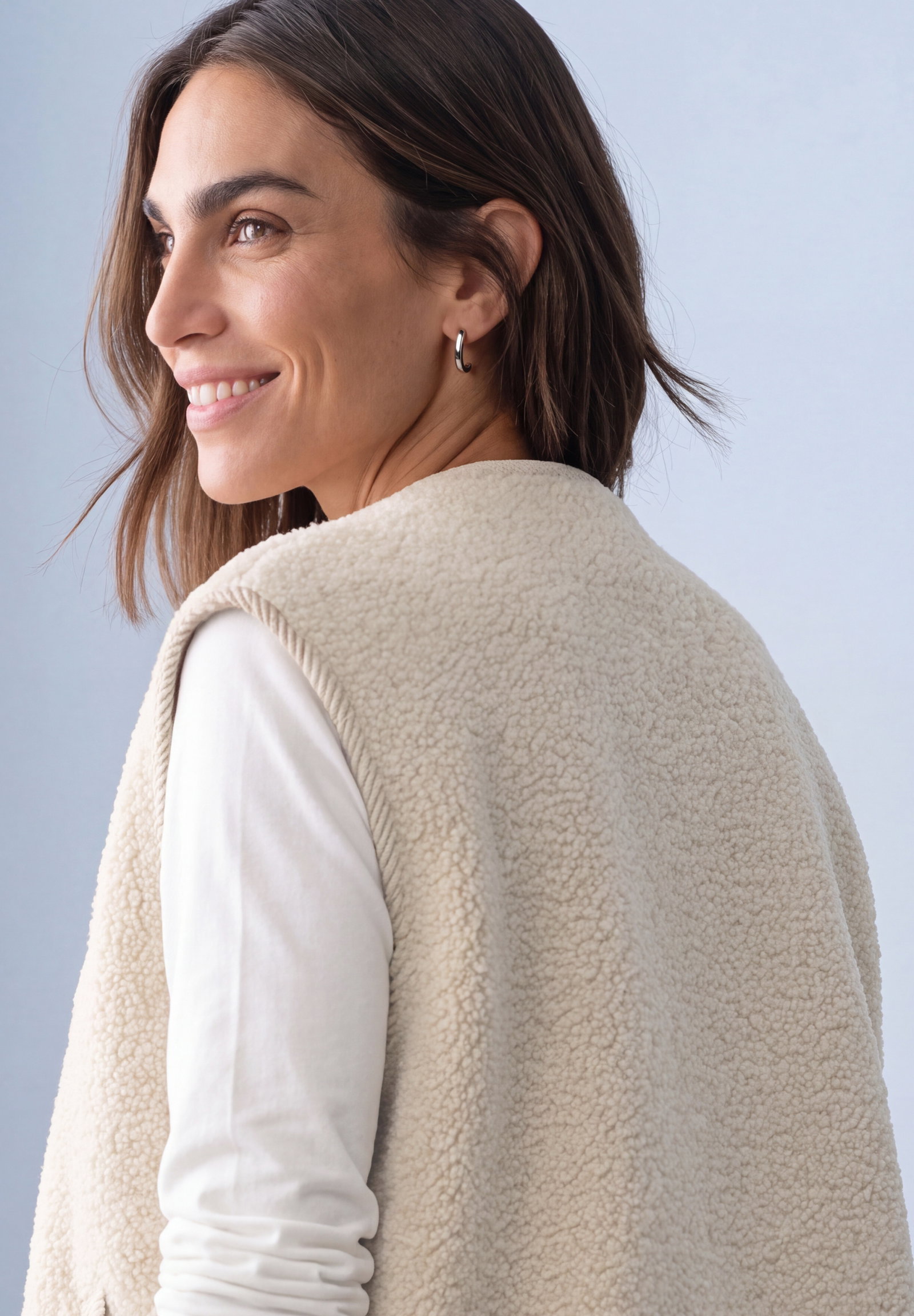 Short Teddy Vest w. Corduroy D, soft fawn beige #6