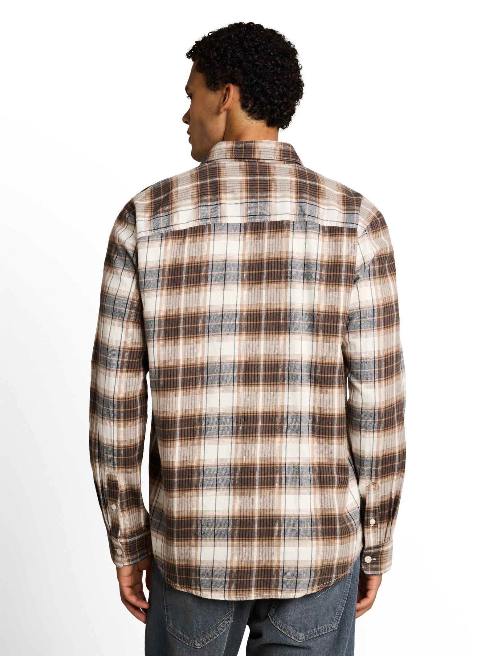 relaxed checked shirt, off white brown check #4