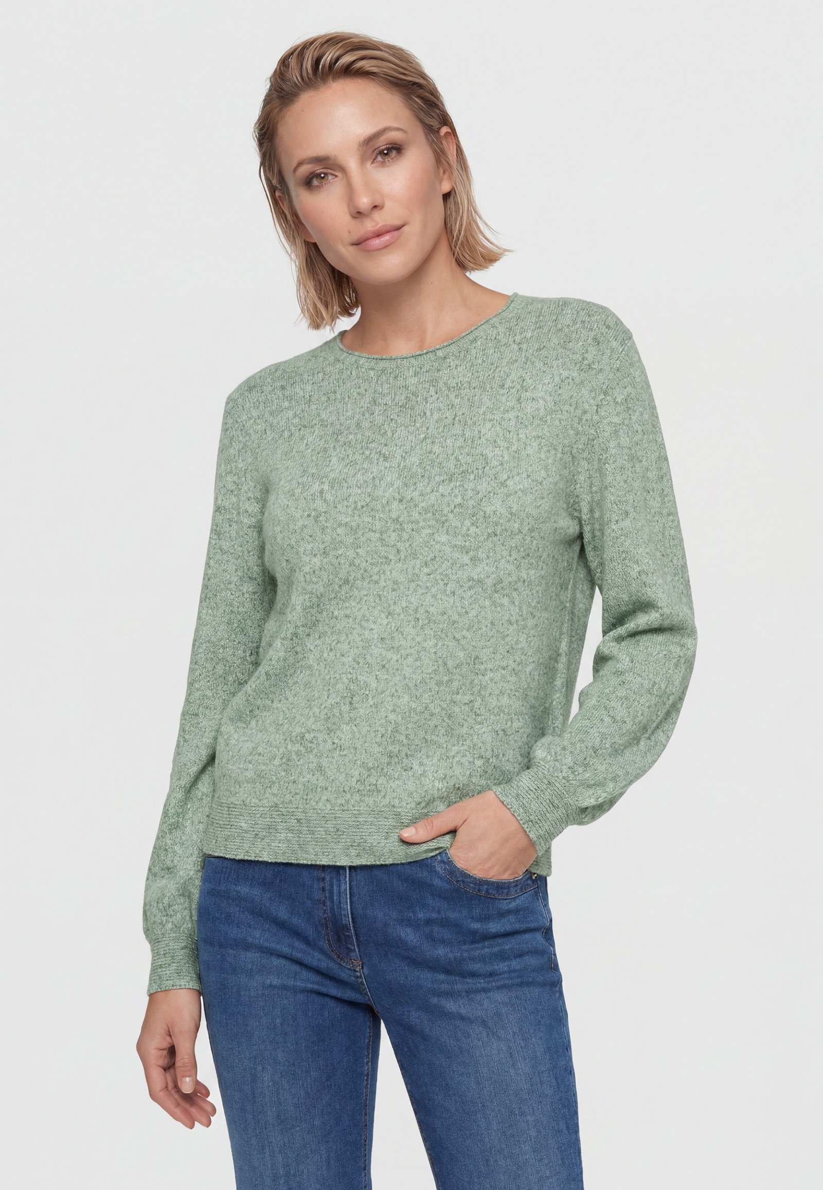 Pullover Long Sleeves, Moss Green Melange #3