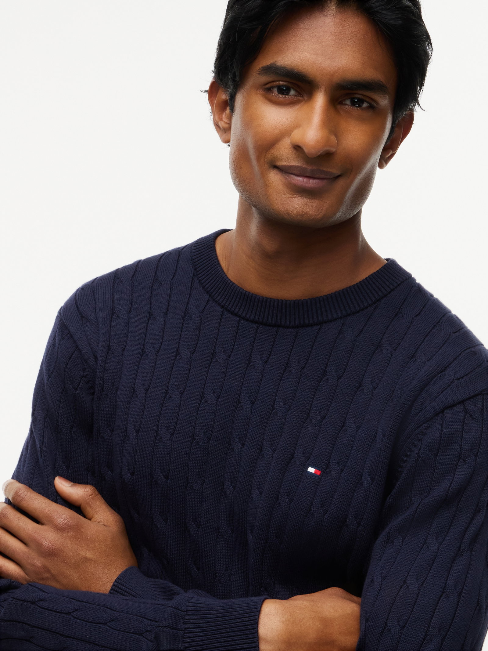 CLASSIC COTTON CABLE CREW NECK, BLUE #3