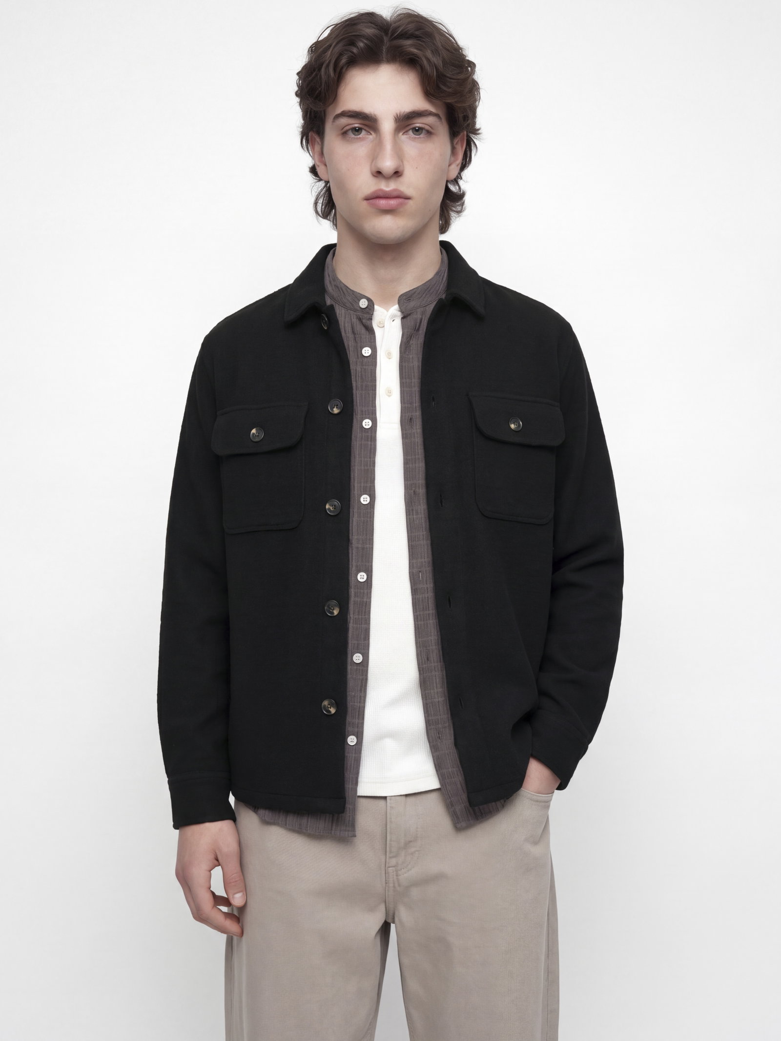 JJEREGENT STRUCTURE OVERSHIRT LS SN, Black #3
