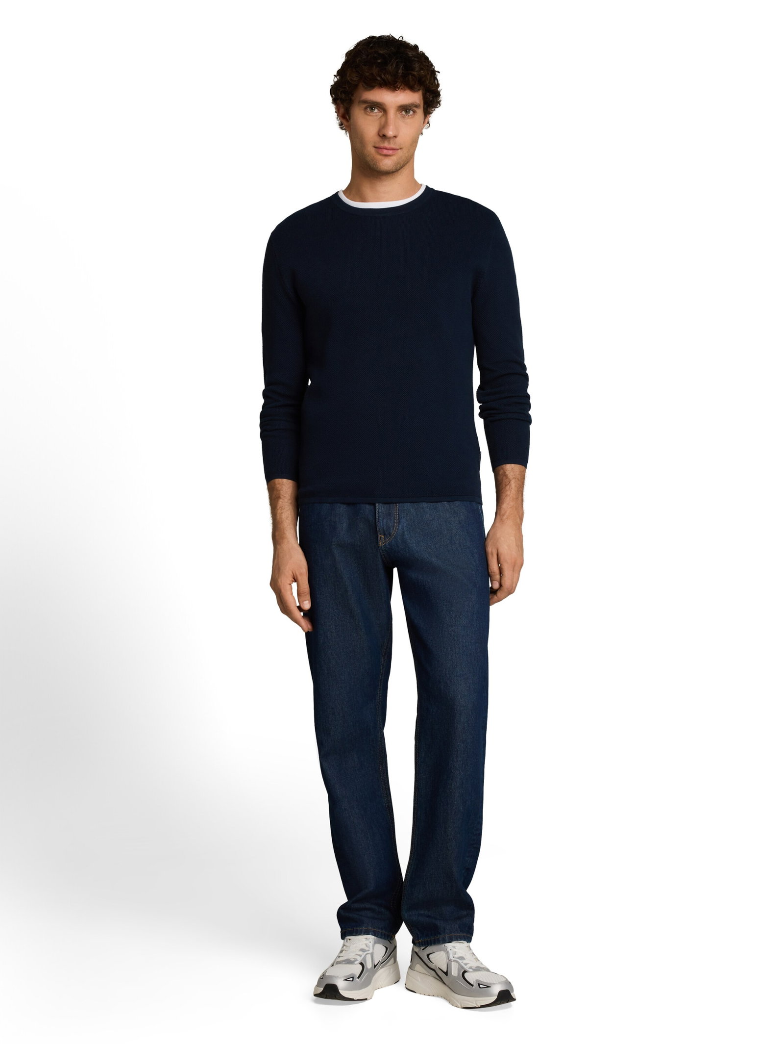 basic structred crew neck knit, sky captain blue #3