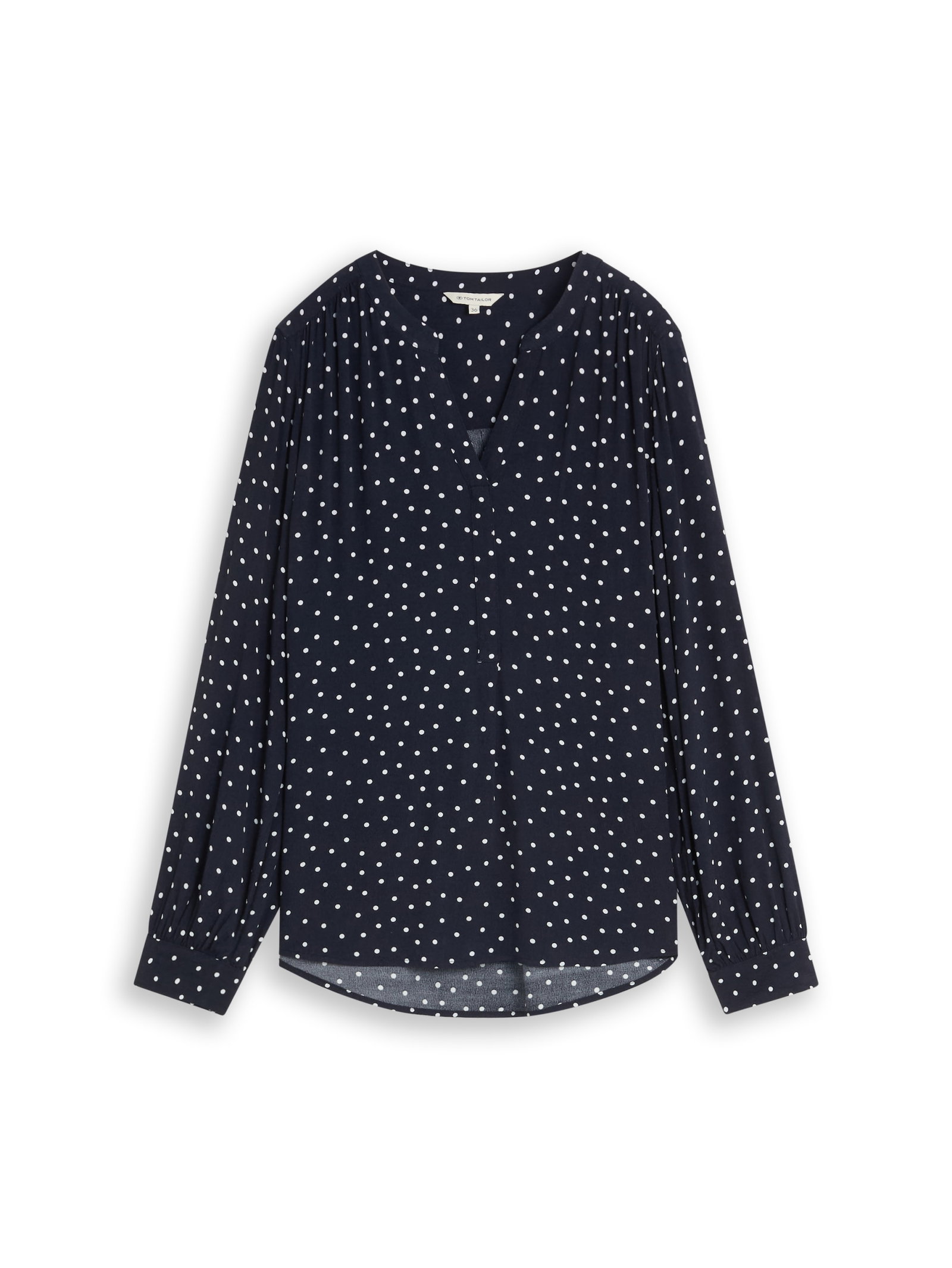 blouse easy longsleeves shape, navy white small dot design #1
