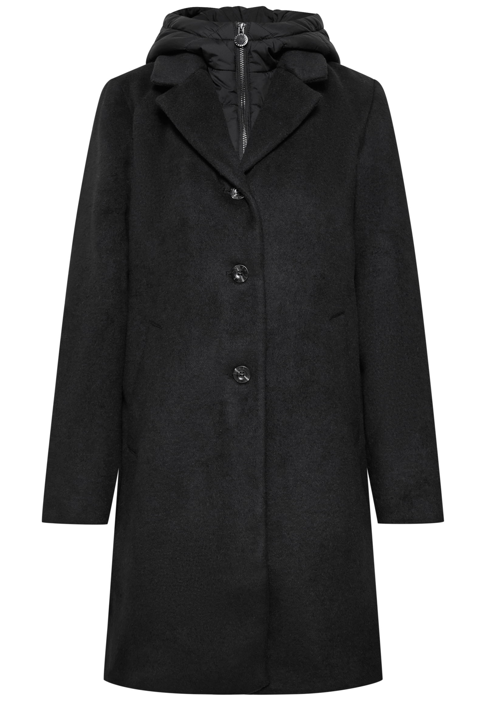 Revers Coat w. Hoody Insert, Black #1
