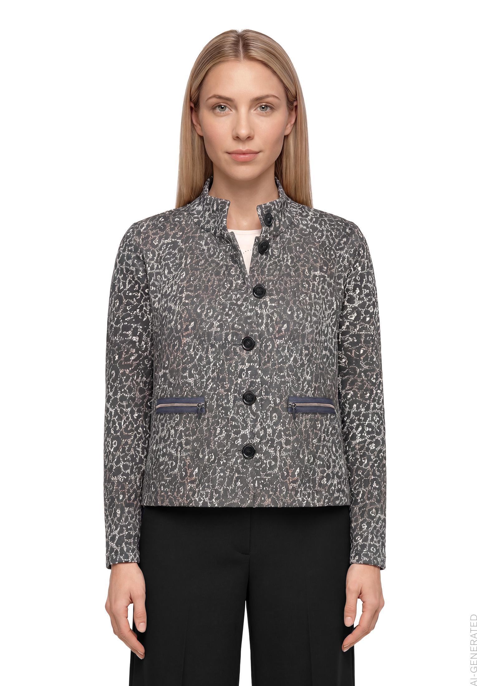 Sweat Jacke Kurz 1/1 Arm, Black/Beige #3
