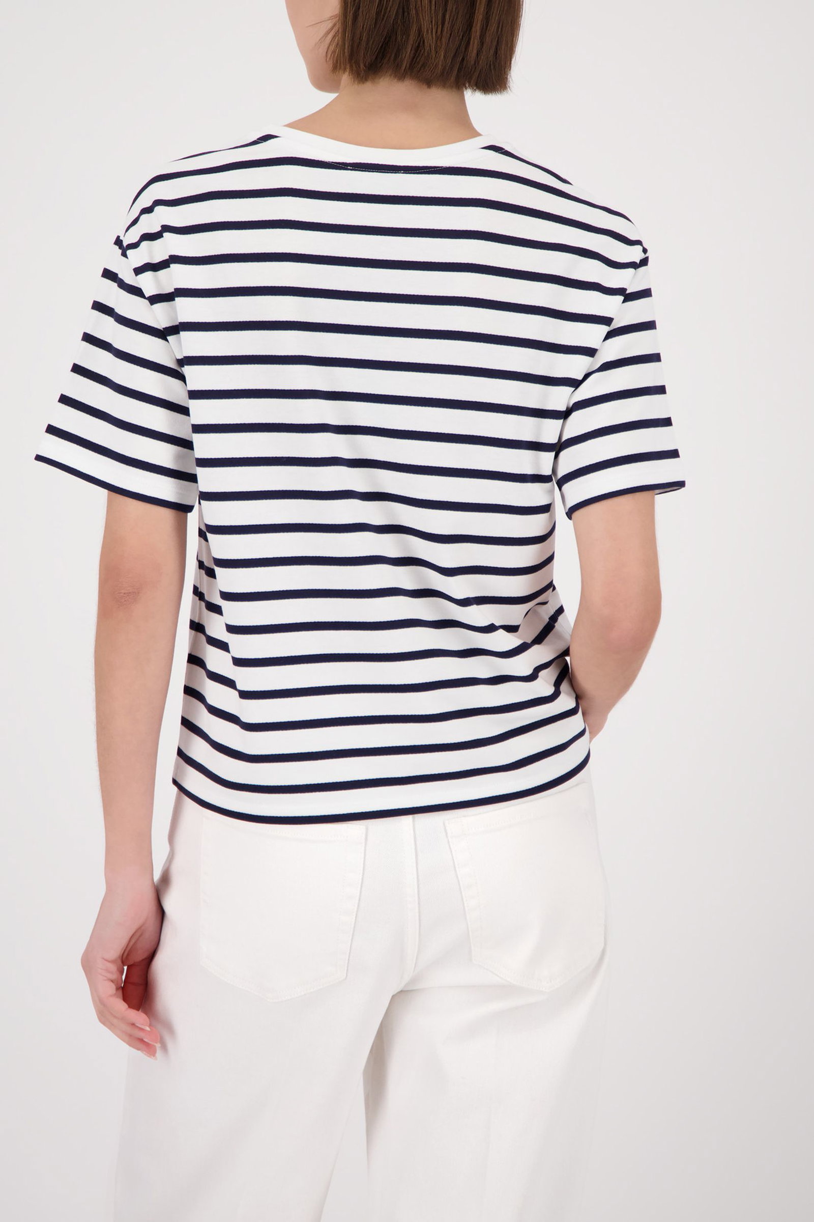 Monari |  T-Shirt, marine ringel | 44