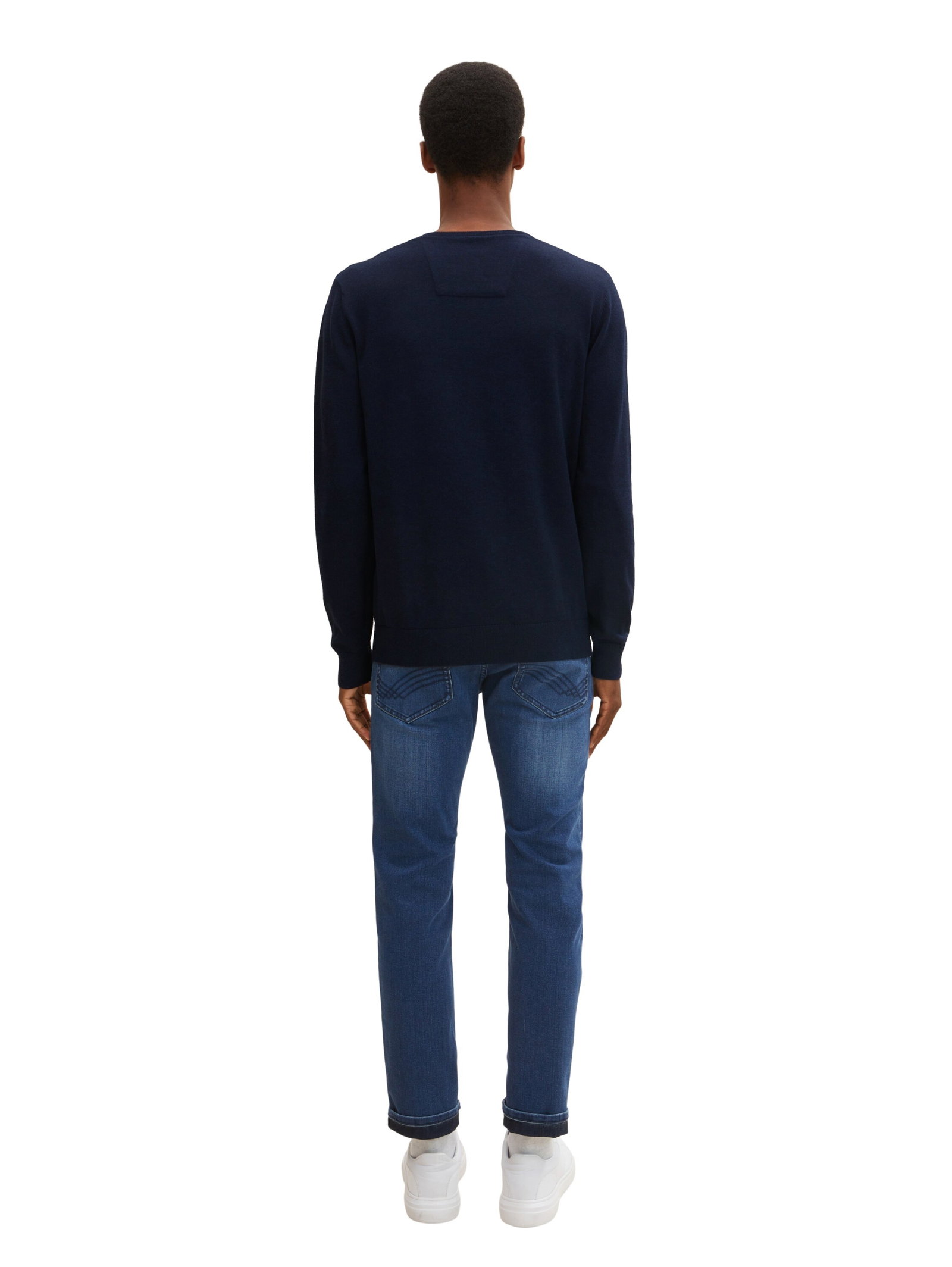 Tom Tailor basic v neck sweater, Knitted Navy Melange #5