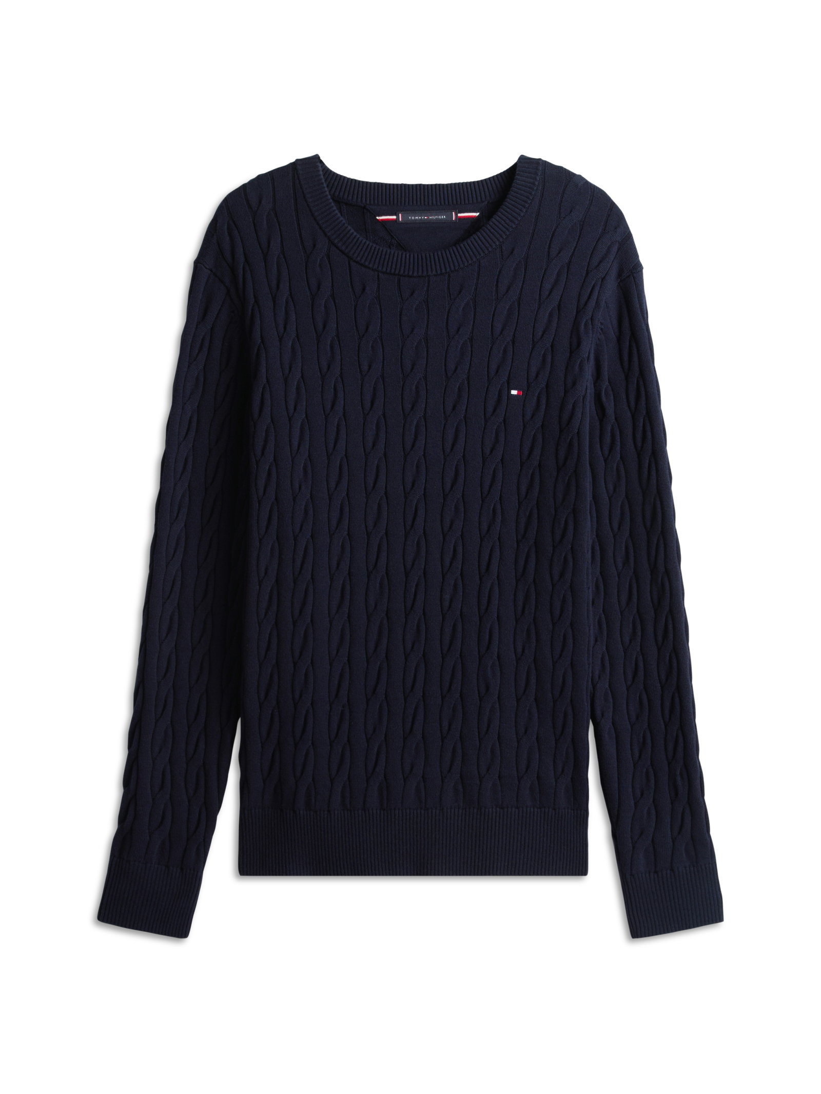CLASSIC COTTON CABLE CREW NECK, BLUE #8