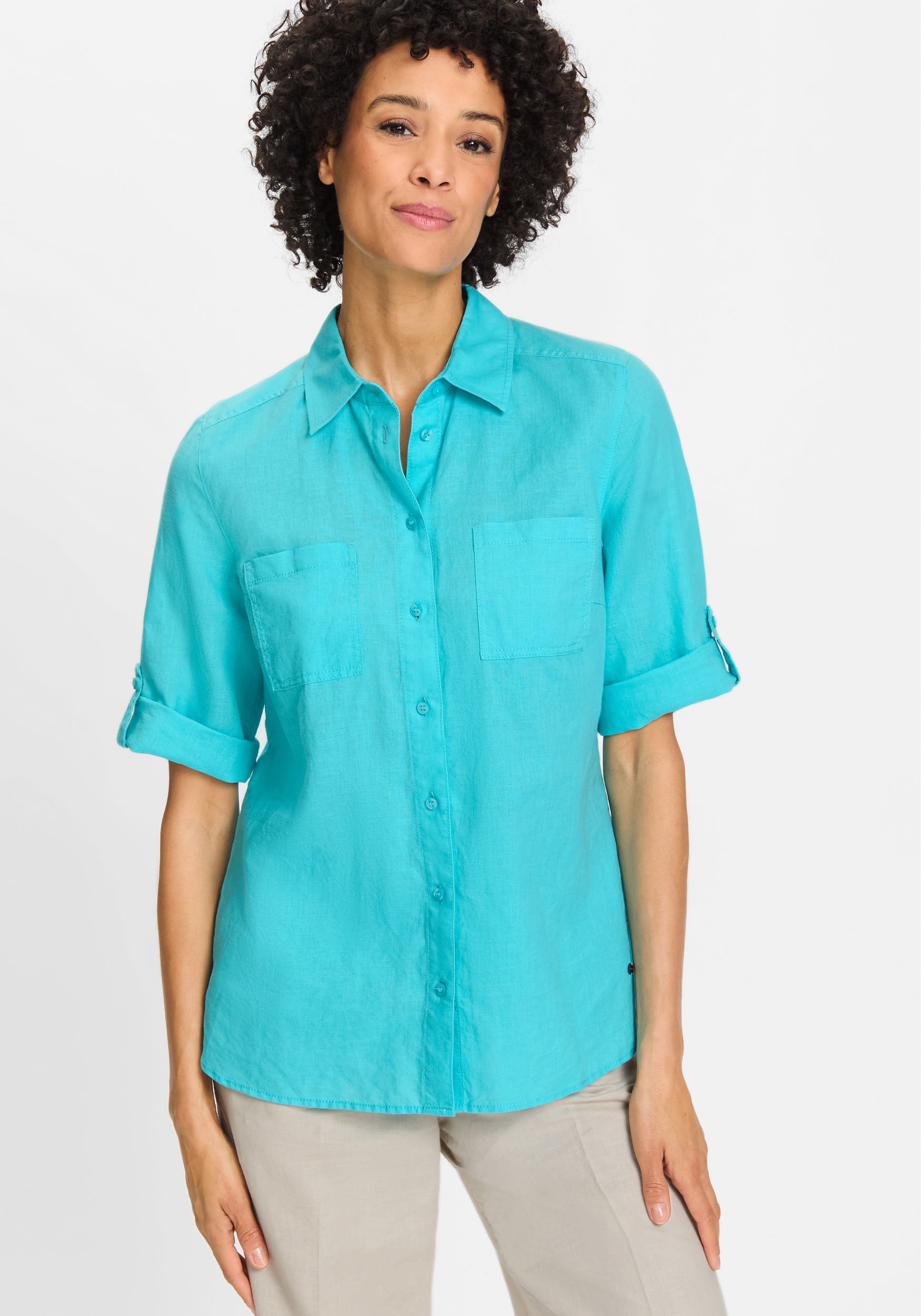 Olsen |  Olsen Druckbluse  | 46 | aruba blue