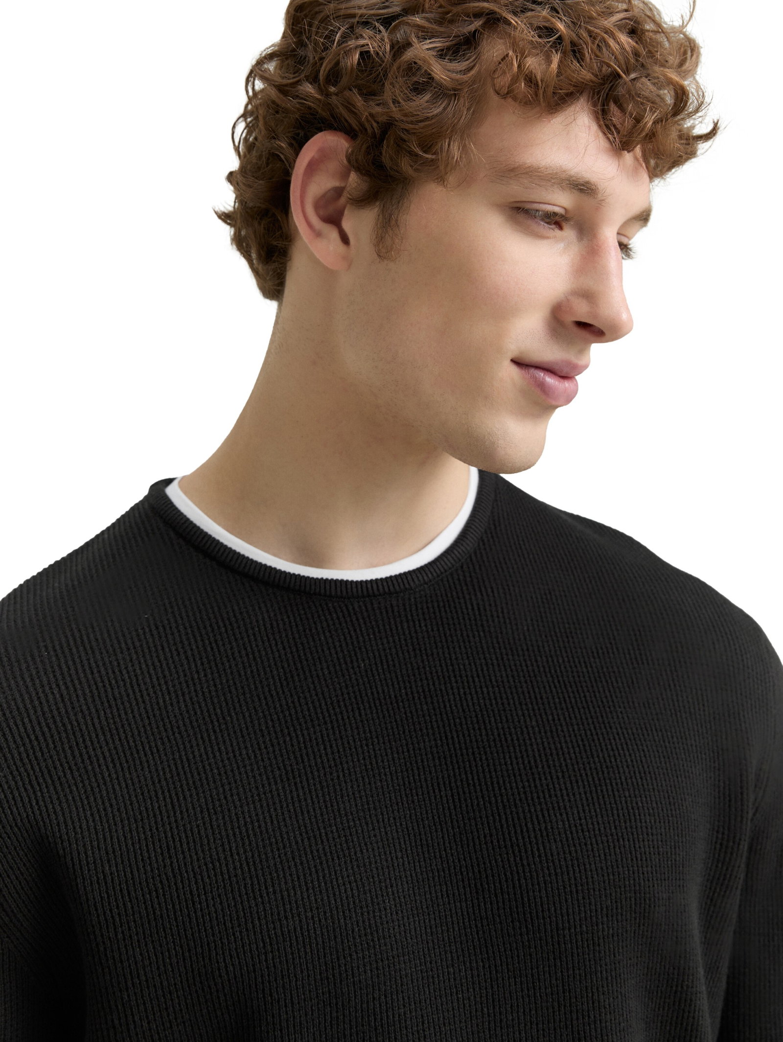 structured double layer crew n, Black #6