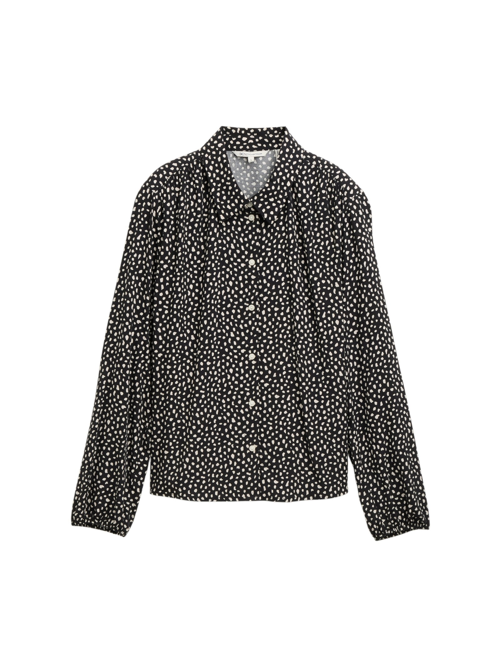 feminine blouse with placket, black white dotted print #1