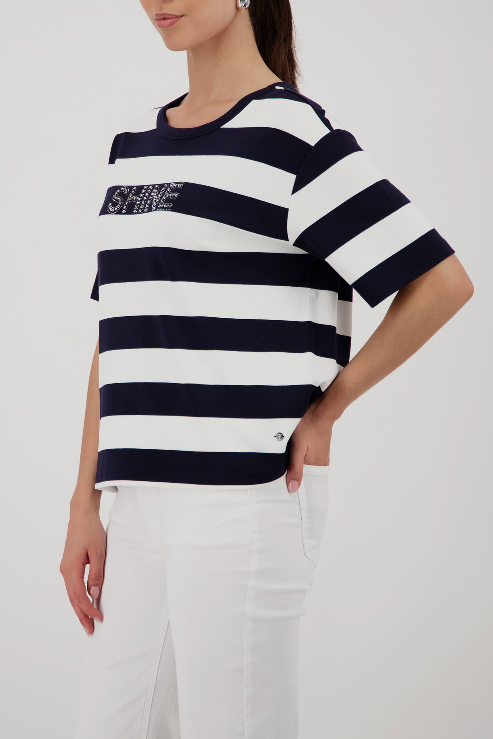 Monari |  Sweatshirt, marine ringel | 36