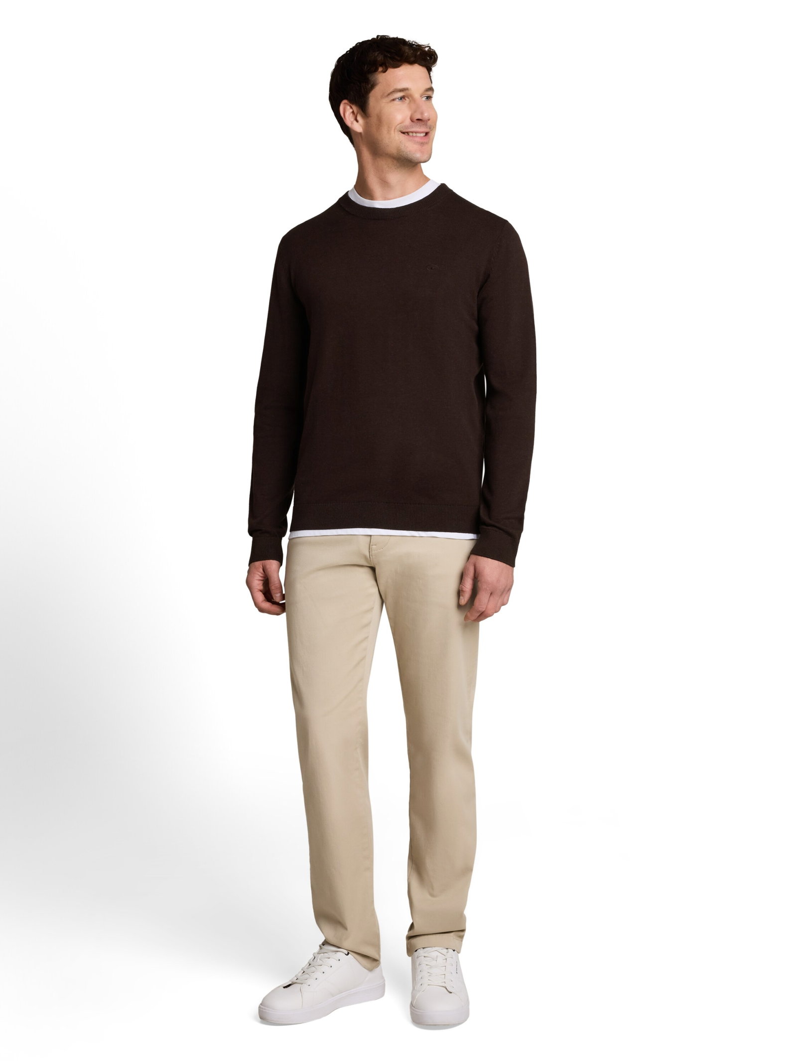basic crewneck knit, dark chocolate brown melange #3