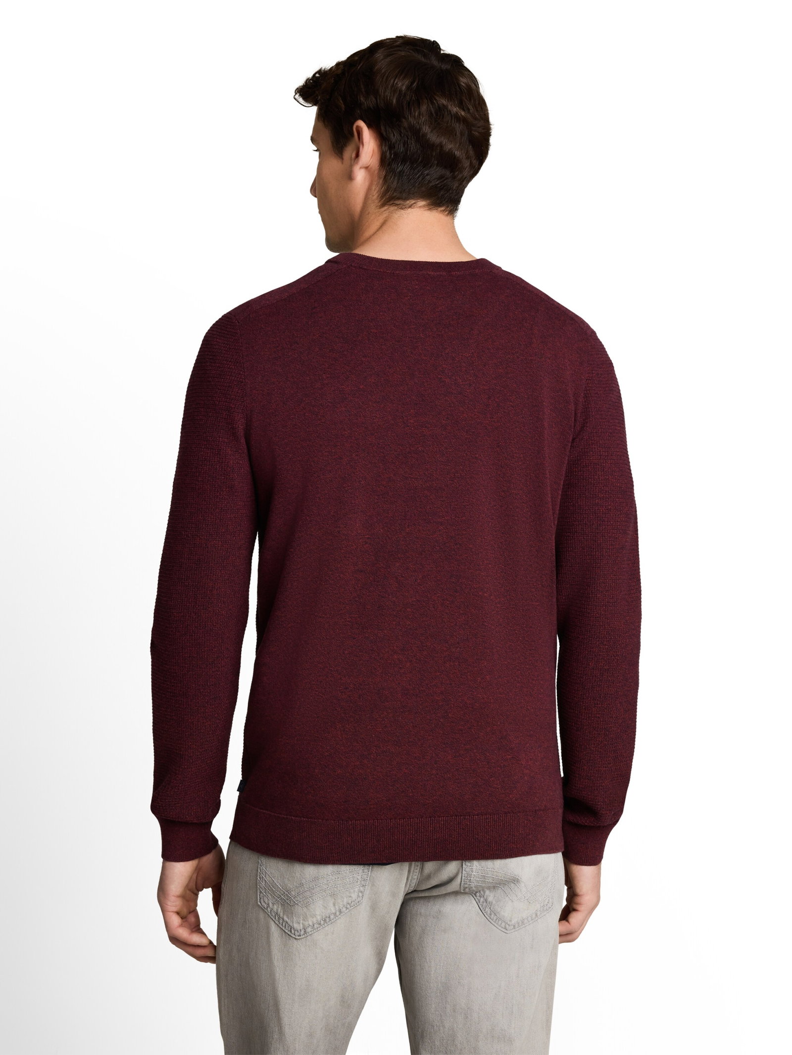 mouline structured crew neck k, red navy mouline #4