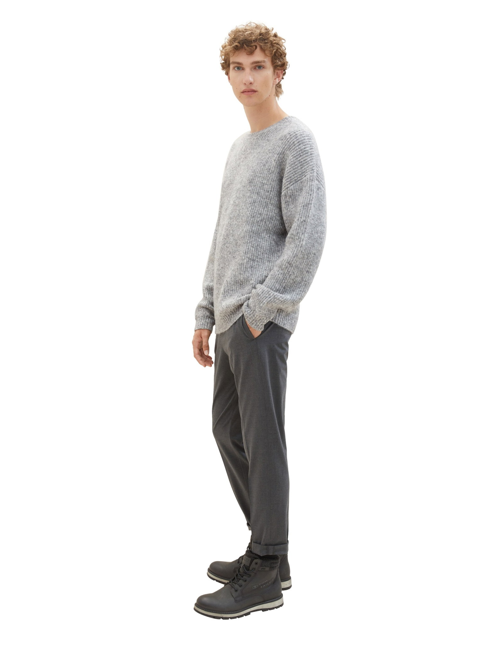 relaxed tapered pants, Mid Grey Melange #4