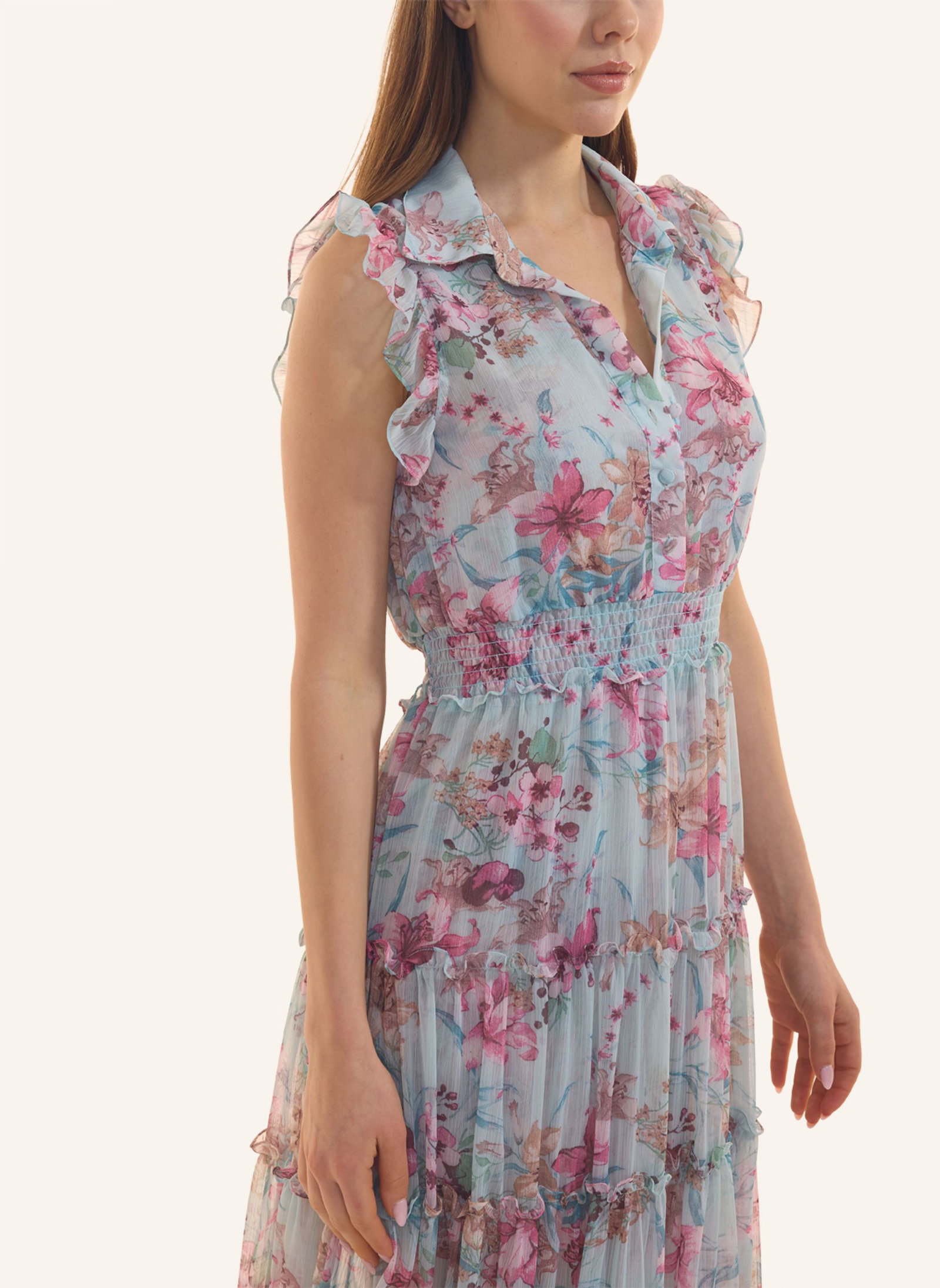 SASAtrend GmbH |  ADLYSH Maxikleid mit Volants | L | 1111_9809