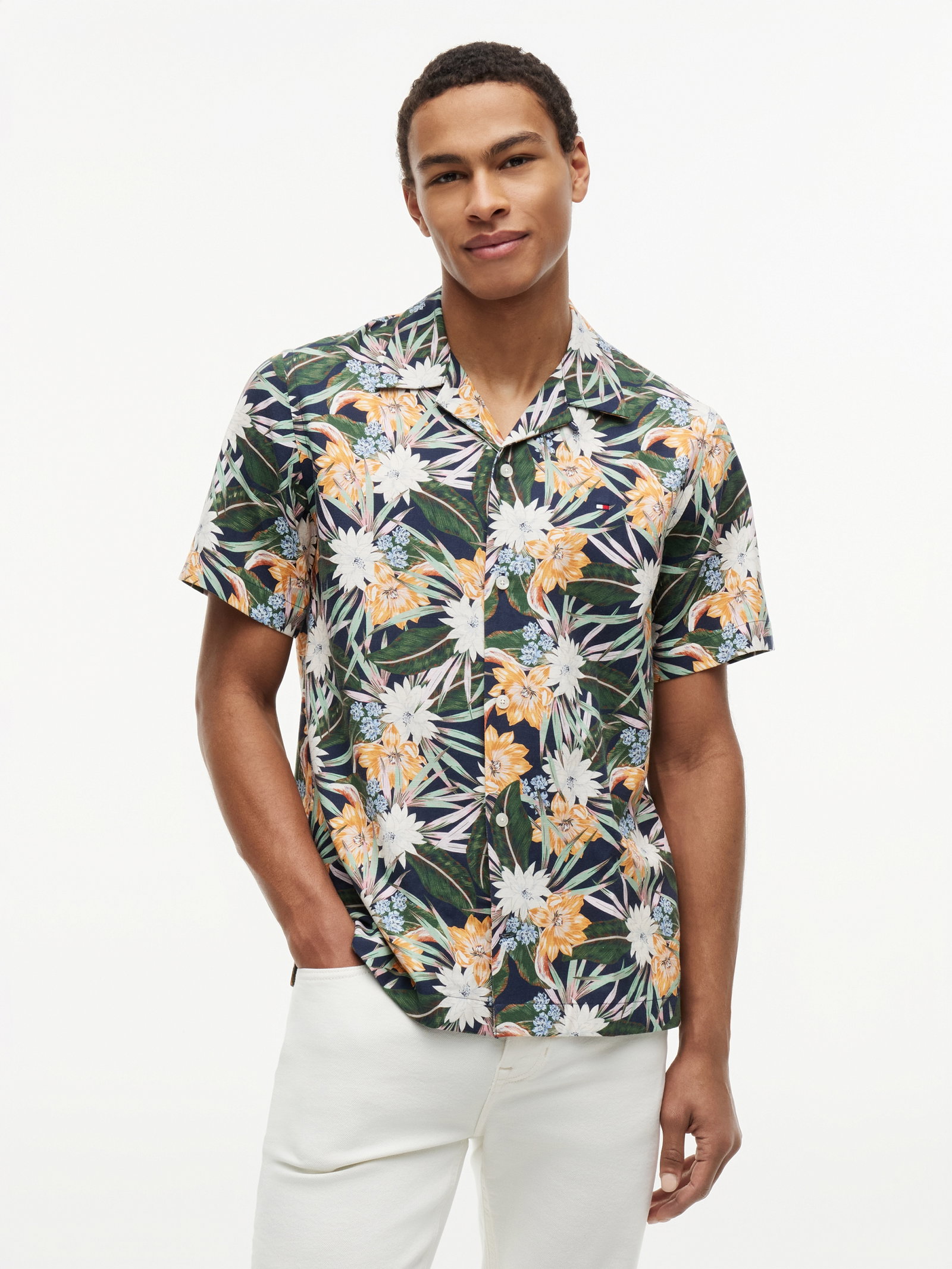 CO LYOCELL FLORAL SS SHIRT, BLUE #2