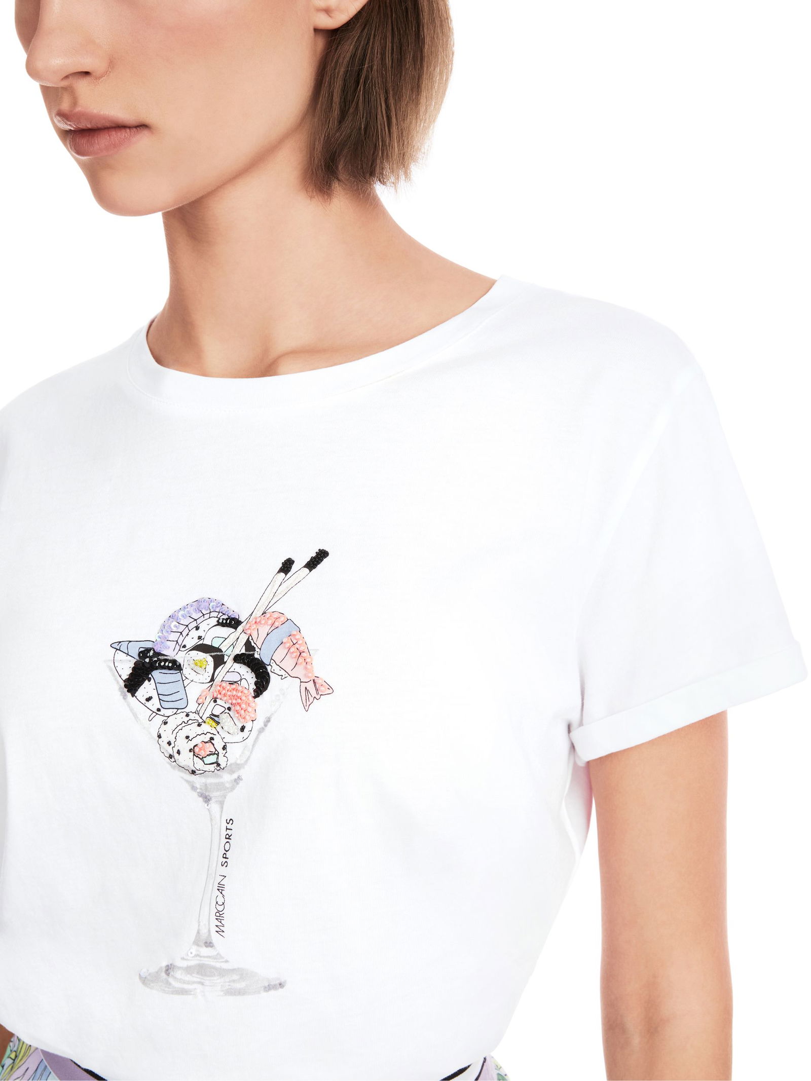 Marc Cain Sports |  T-Shirt mit 3D-Applikation | 42 | white