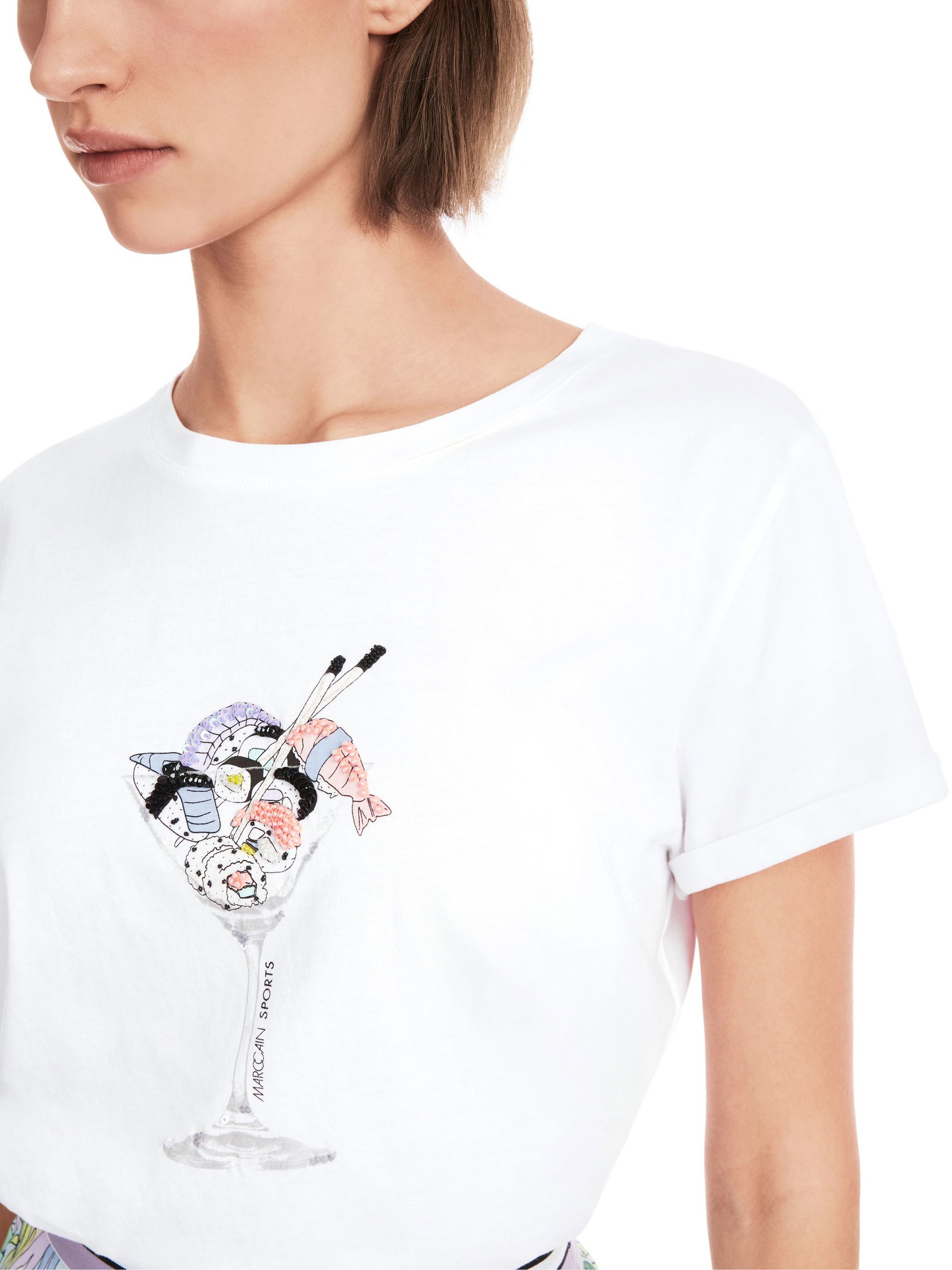 8d993fa9cf941cc42baa26d4420be5a7 Marc Cain Sports | T-Shirt mit 3D-Applikation | 42 | white