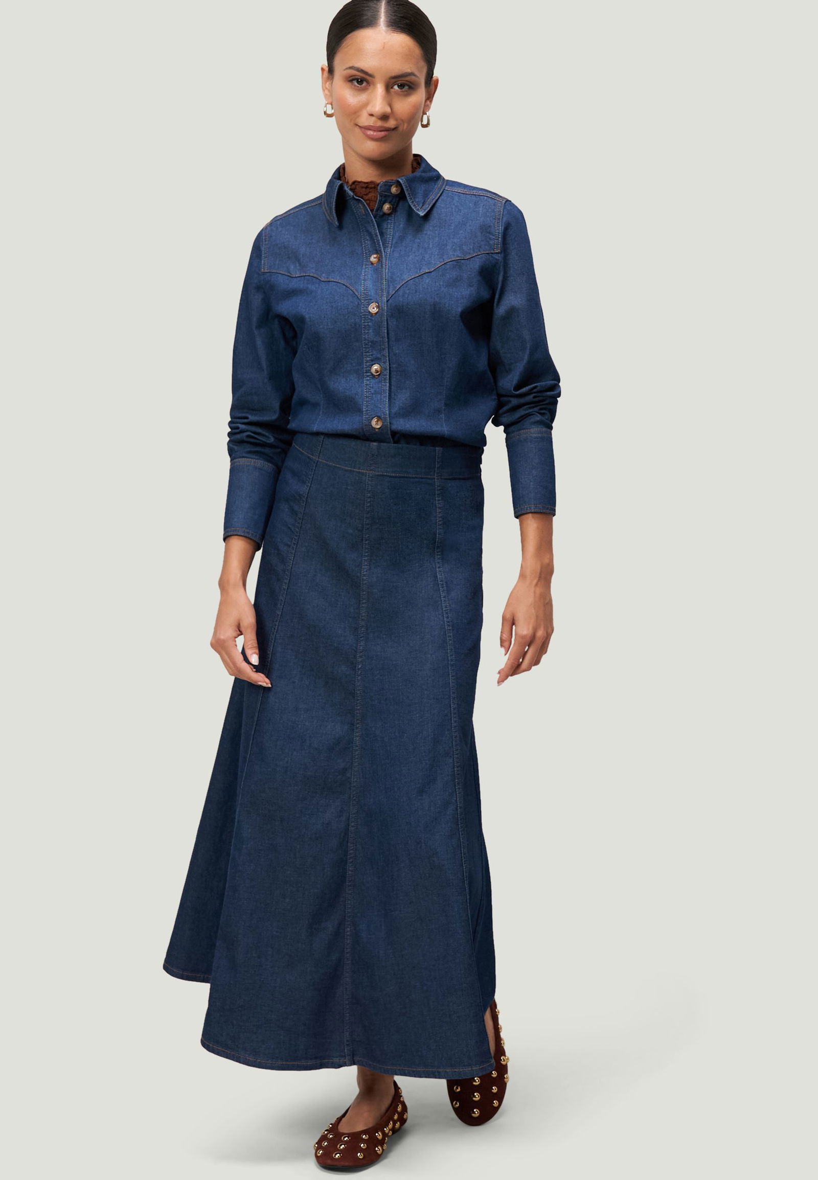Zero | Zero Druckbluse | 40 | dark blue denim
