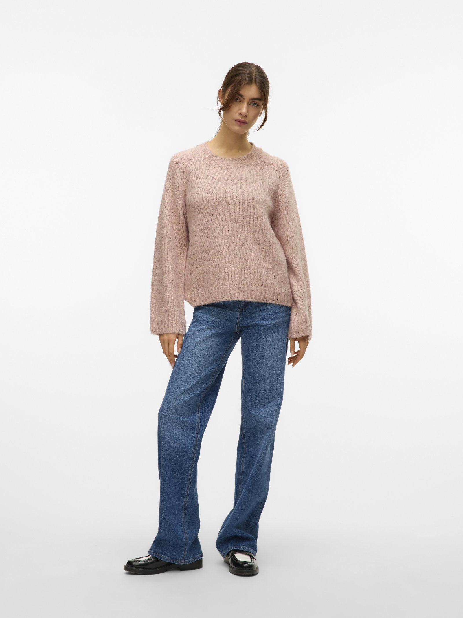 VMINGRID LS O-NECK PULLOVER, Pink Dogwood/W. MELANGE LL19 FROM C #3