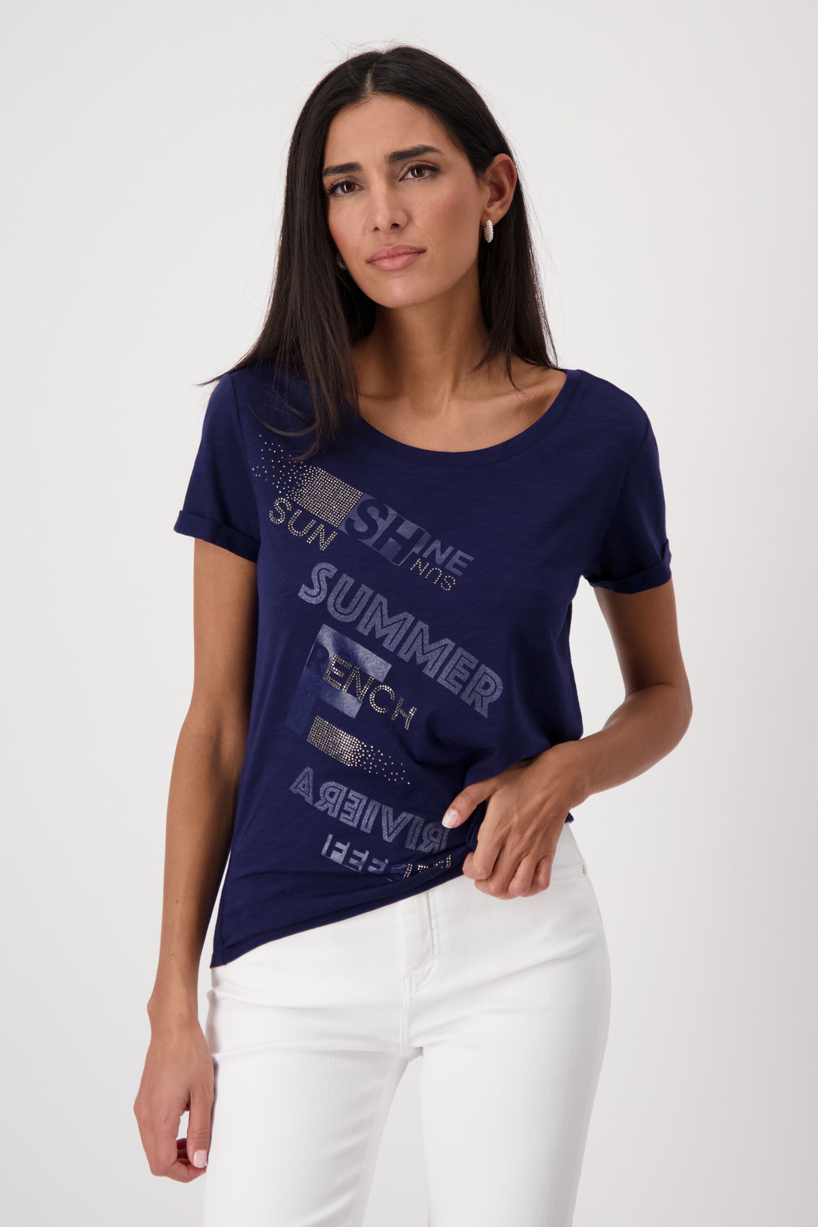 Monari |  T-Shirt, navy blue | 44 | navy blue