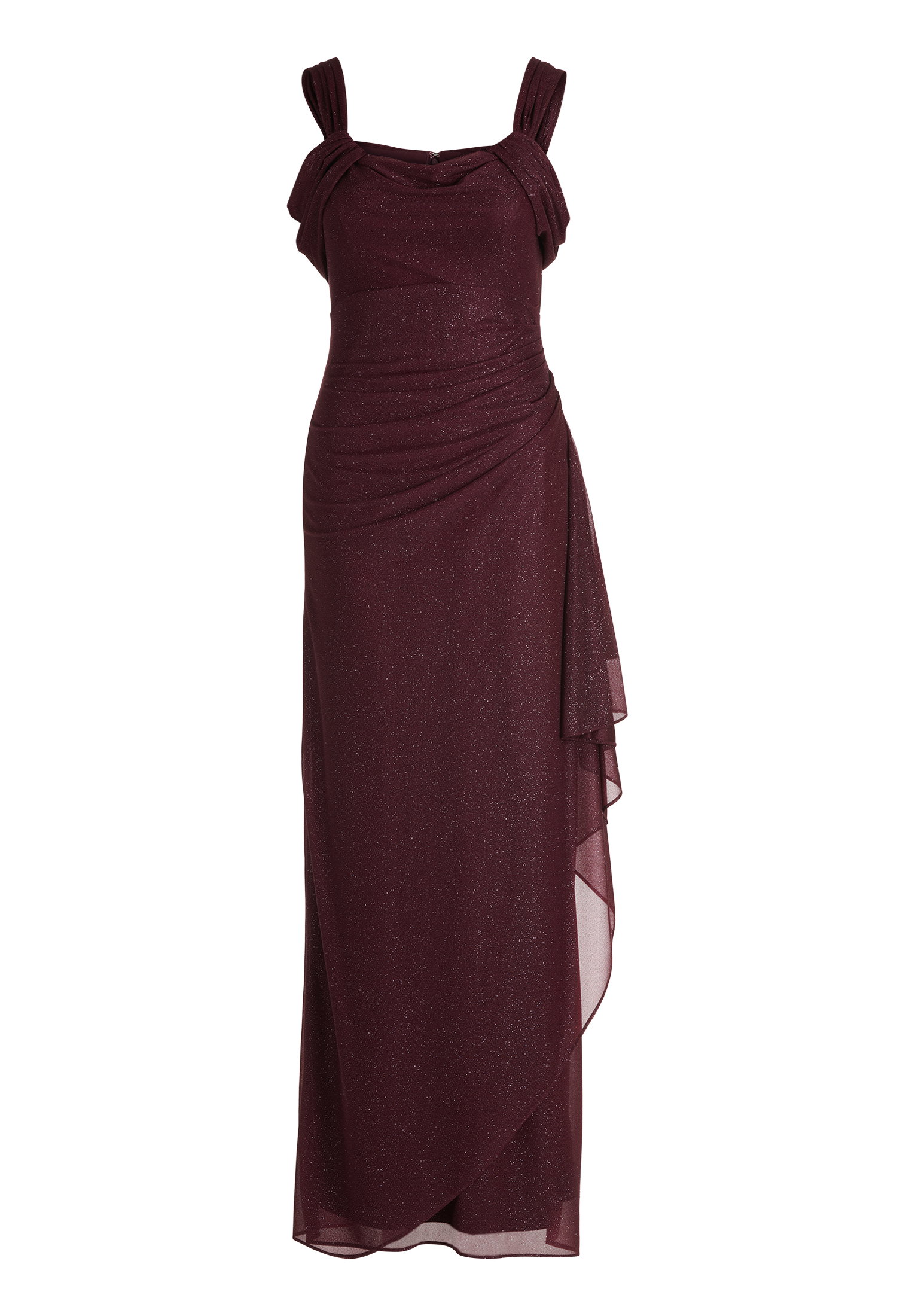 Kleid Lang 1/2 Arm, Grey/Dark Red #1