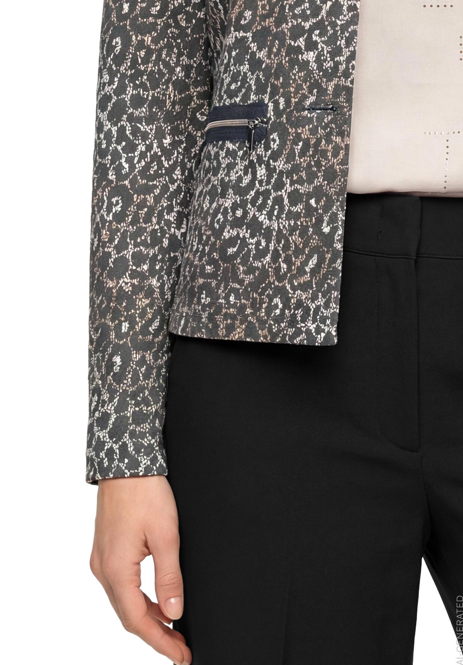Sweat Jacke Kurz 1/1 Arm, Black/Beige #7