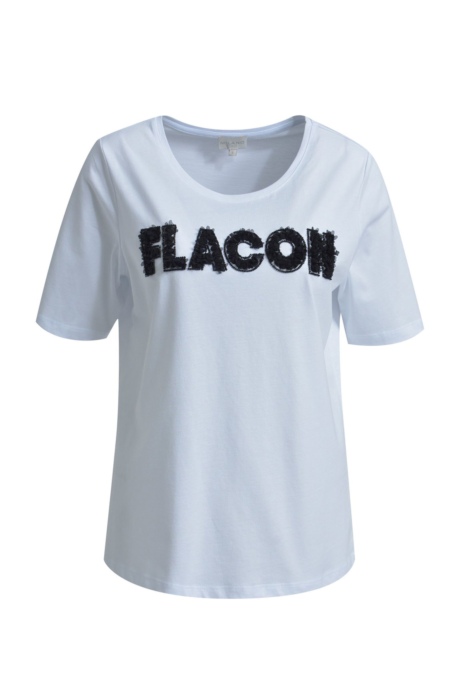  | round neck t-shirt w/ AW 1/4 sleeve | L | white